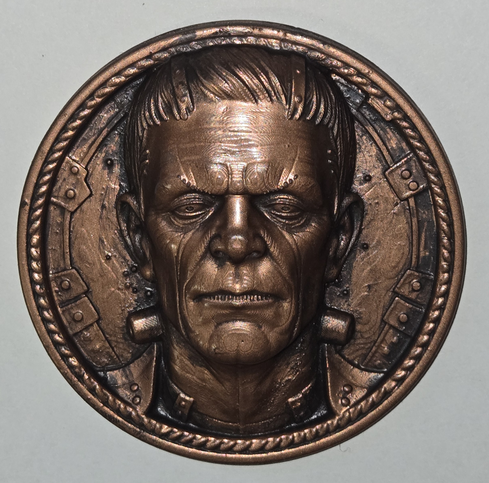 Frankenstein 3D Coin 2.5” Resin Copper Penny Style Horror Collectible