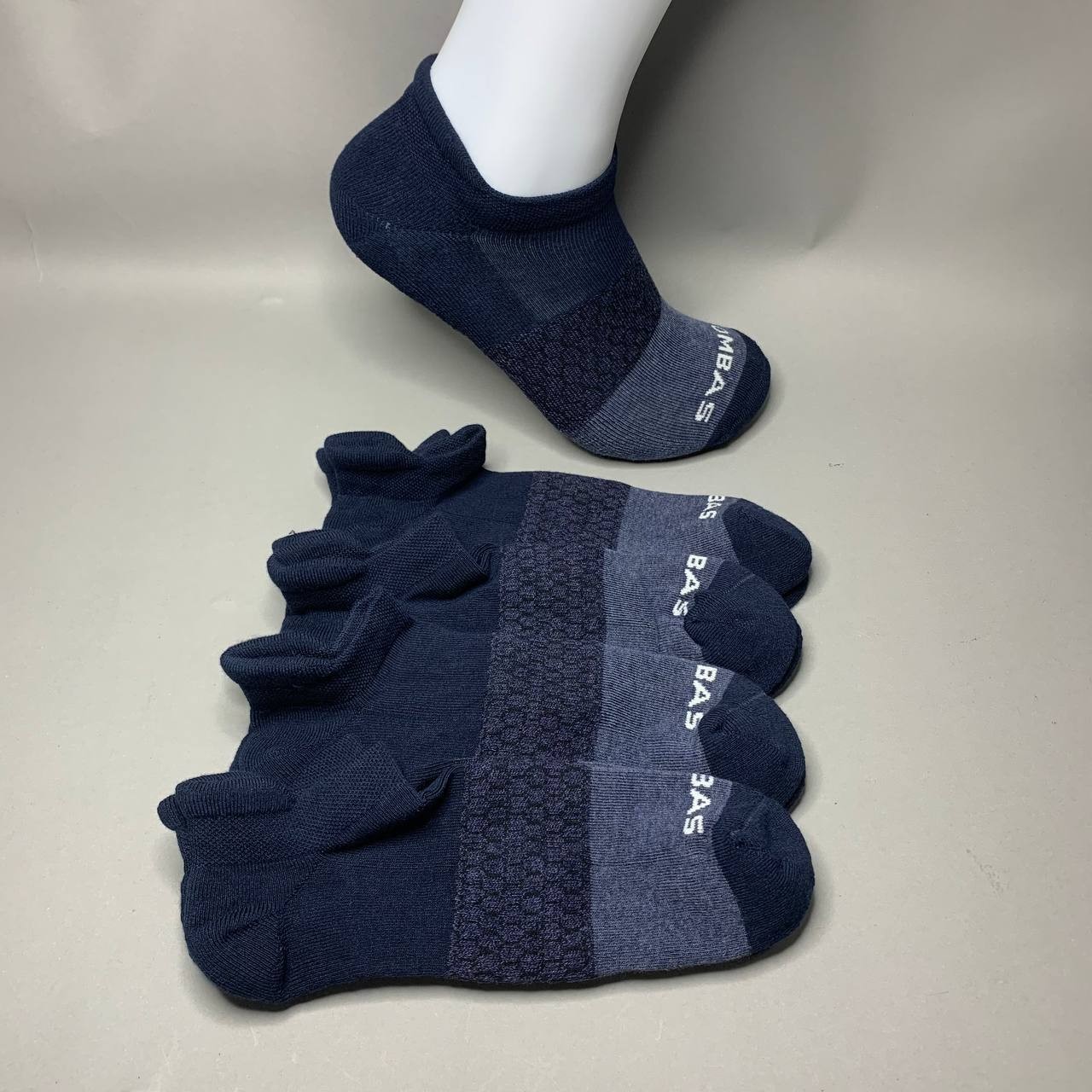 Bombas Men's Ankle Socks 4 Pair Pack Dark Navy Denim Blue Size L Large New