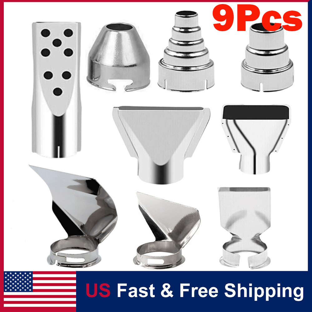 9PCS Hot Air Blower Hot Air Gun Hot Air Blower Nozzle Made of Stainless Steel