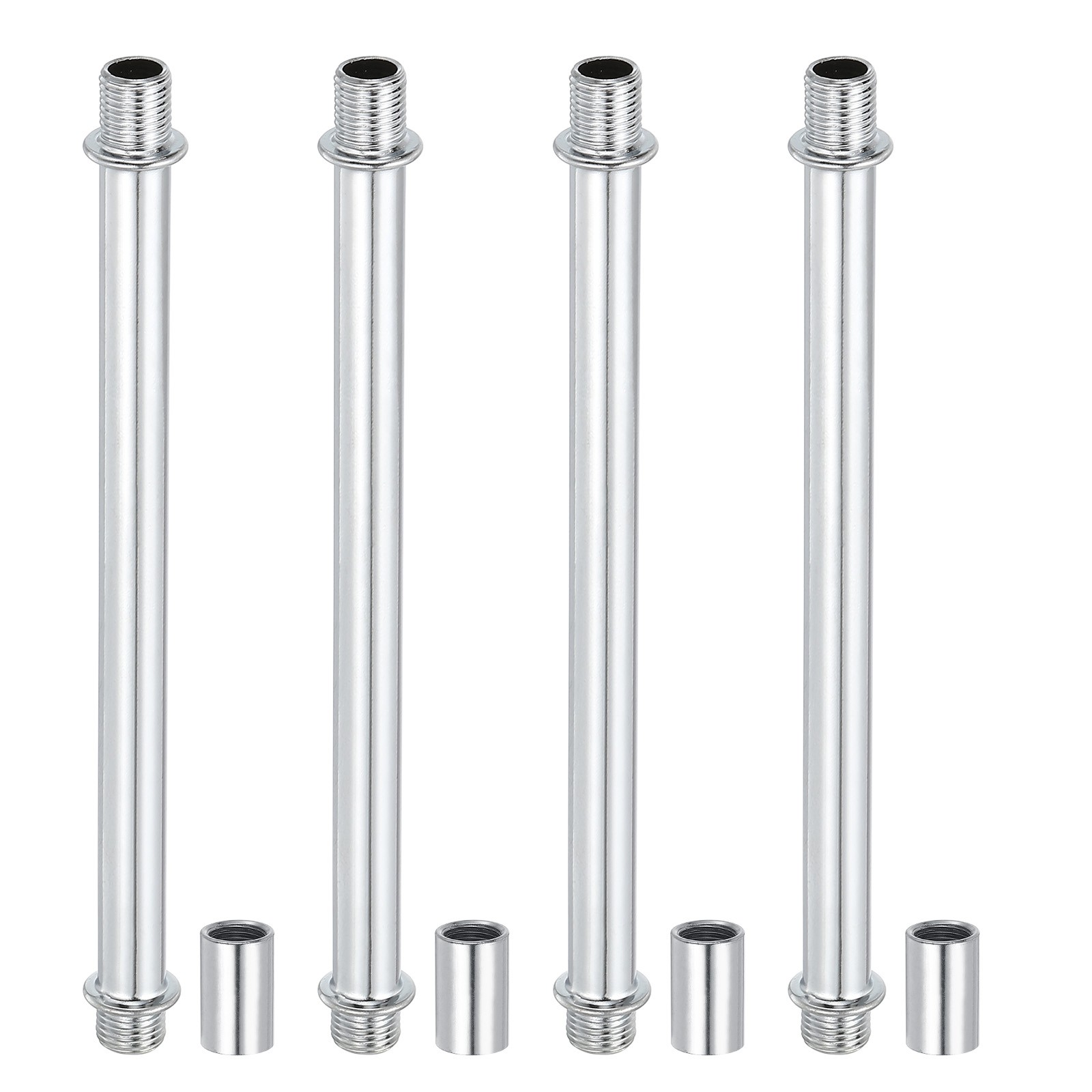 Straight Pipe Lamp Stems Rod Kit M10 150mm L Rod with Nut Silver Tone 4 Set