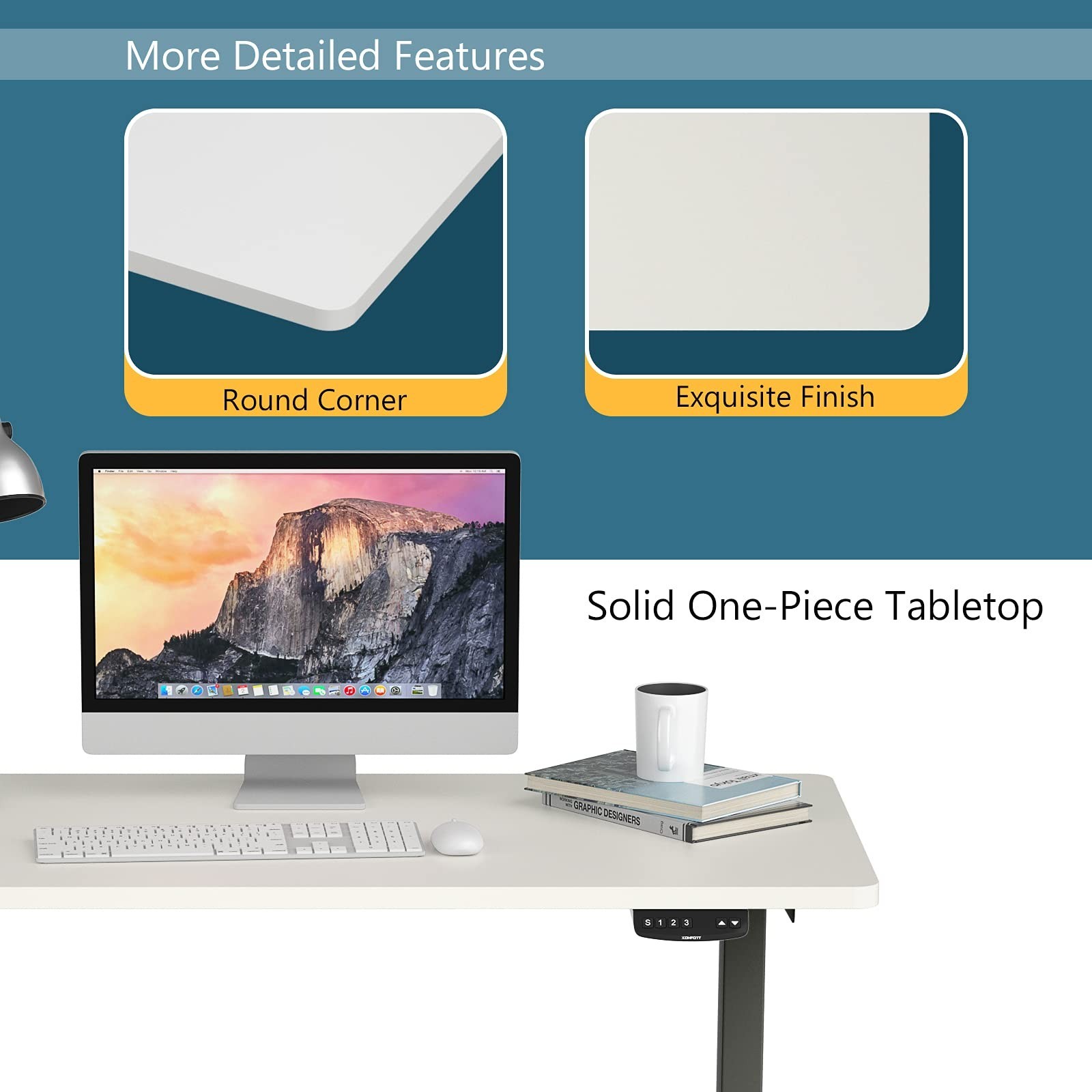 48x30 Inch Solid Rectangular Desk Top - Universal Office Tabletop w/ Cable Manag