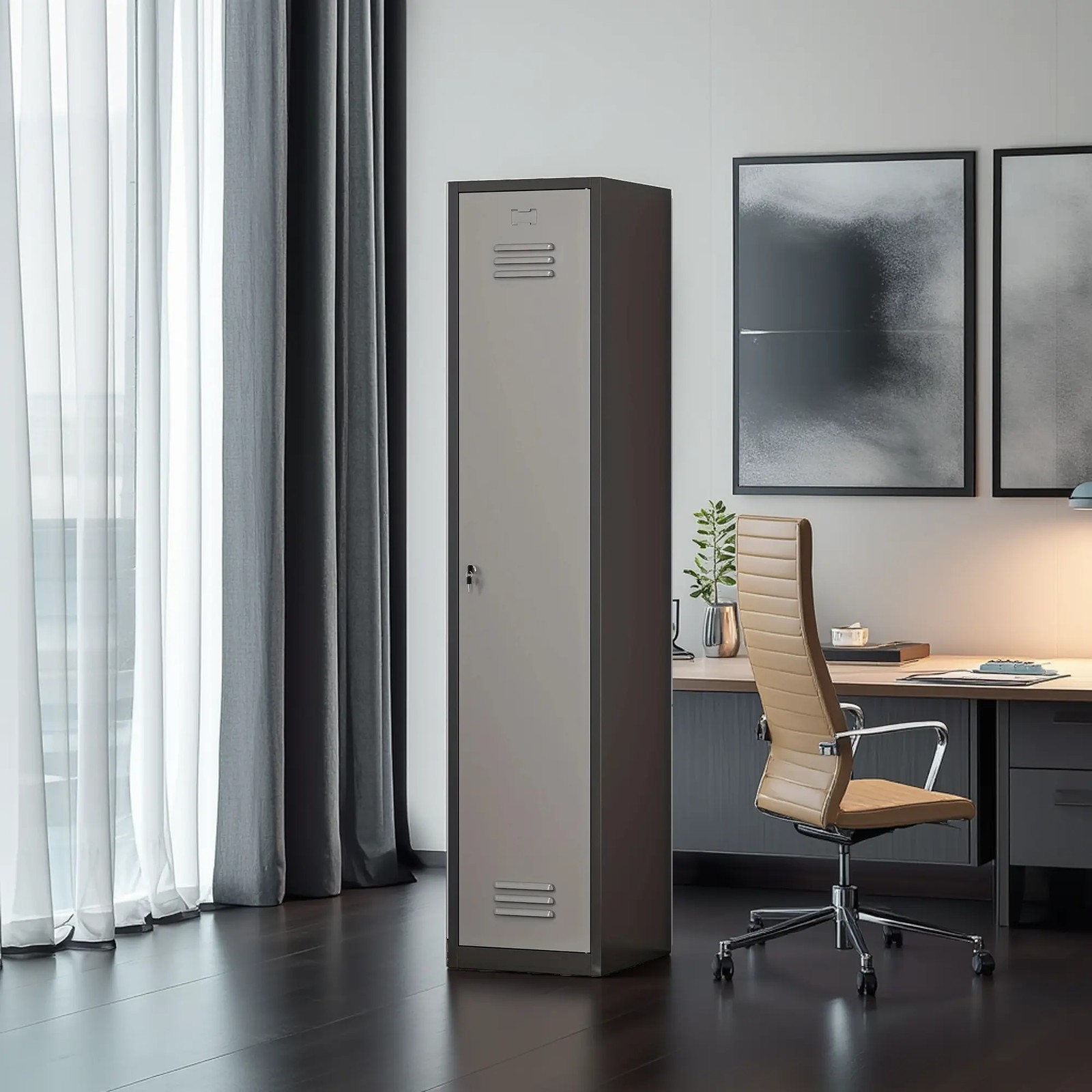 Metal Armoire Wardrobe Closet 71'' Metal Storage Locker Cabinet Home Bedroom Gym