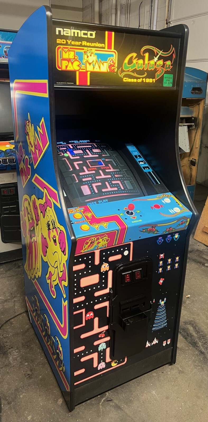 GALAGA Ms PAC-MAN 20 YEAR REUNION ARCADE MACHINE by MIDWAY 2001