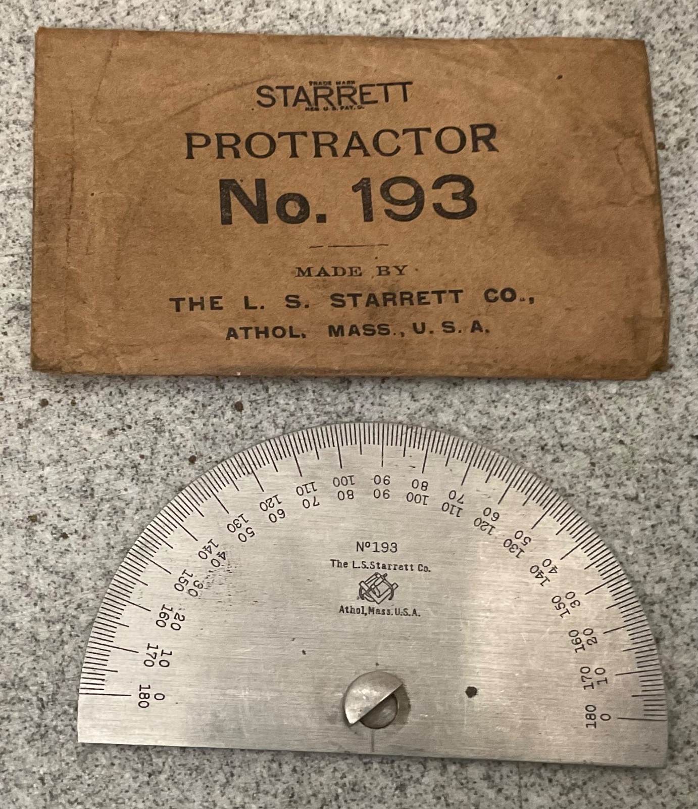 L.S. Starrett Co. No. 193 Vintage Protractor Depth Gauge Made In U.S.A.