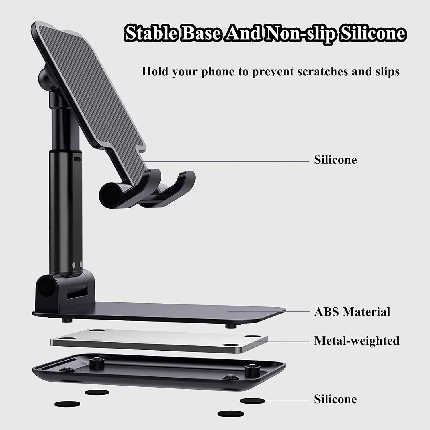 Cell Phone Stand, Adjustable Angle Height Stand for Desk, Fully Foldable (2pcs)