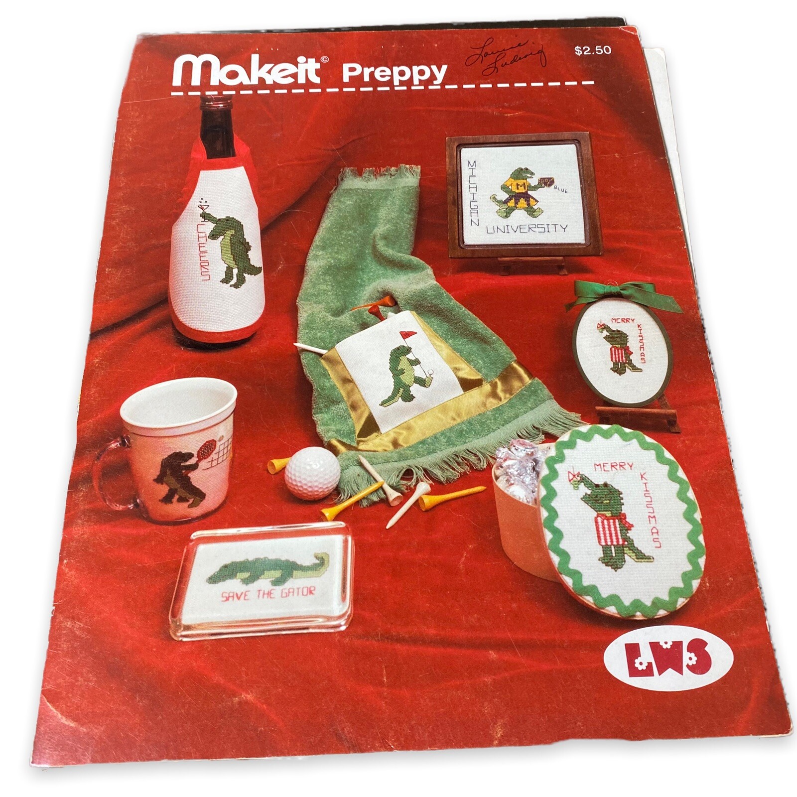 Make it Preppy Alligator Crocodile Golf Tennis Cross Stitch Pattern Vintage