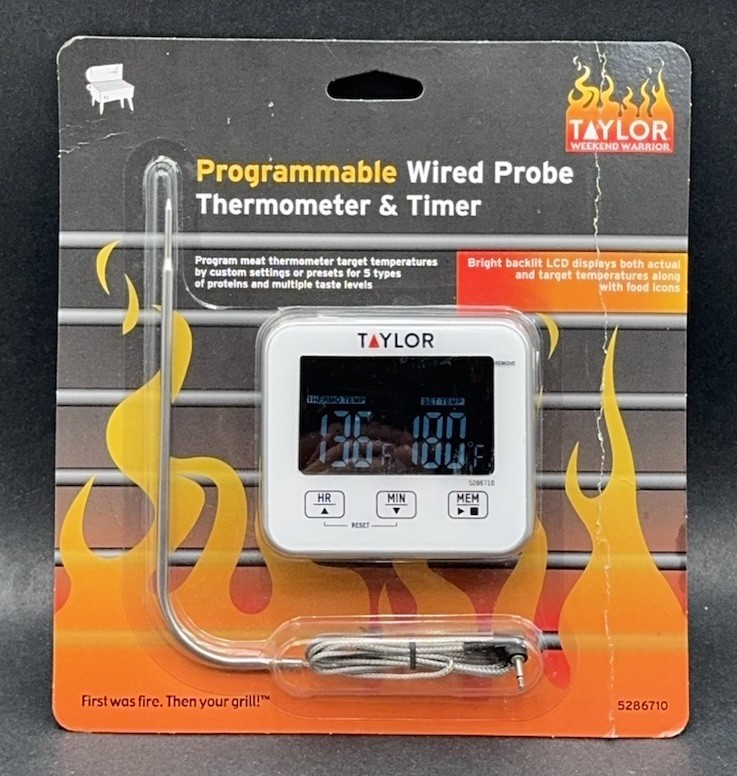 Taylor Programmable Wired Probe Thermometer Timer Digital Meat Grill BBQ 5286710