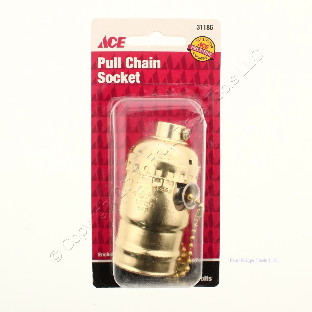 Ace Cooper 980ABD 31186 Pull Chain Light Socket 600W Brass Lampholder 1/8" IPS