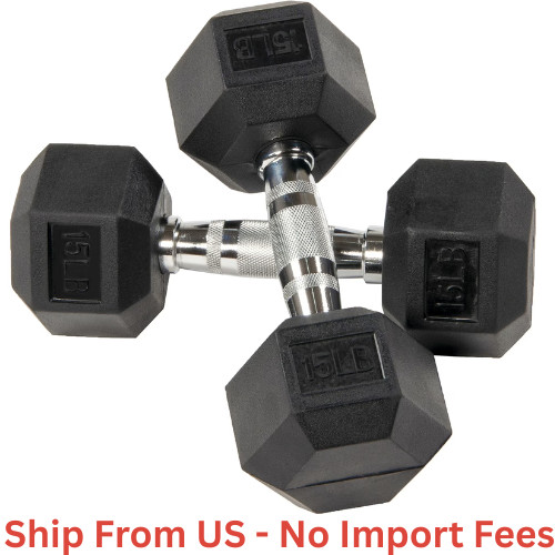 SALE! BalanceFrom Rubber Encased Hex Dumbbells, 15 lbs Pair, Black, Free Ship