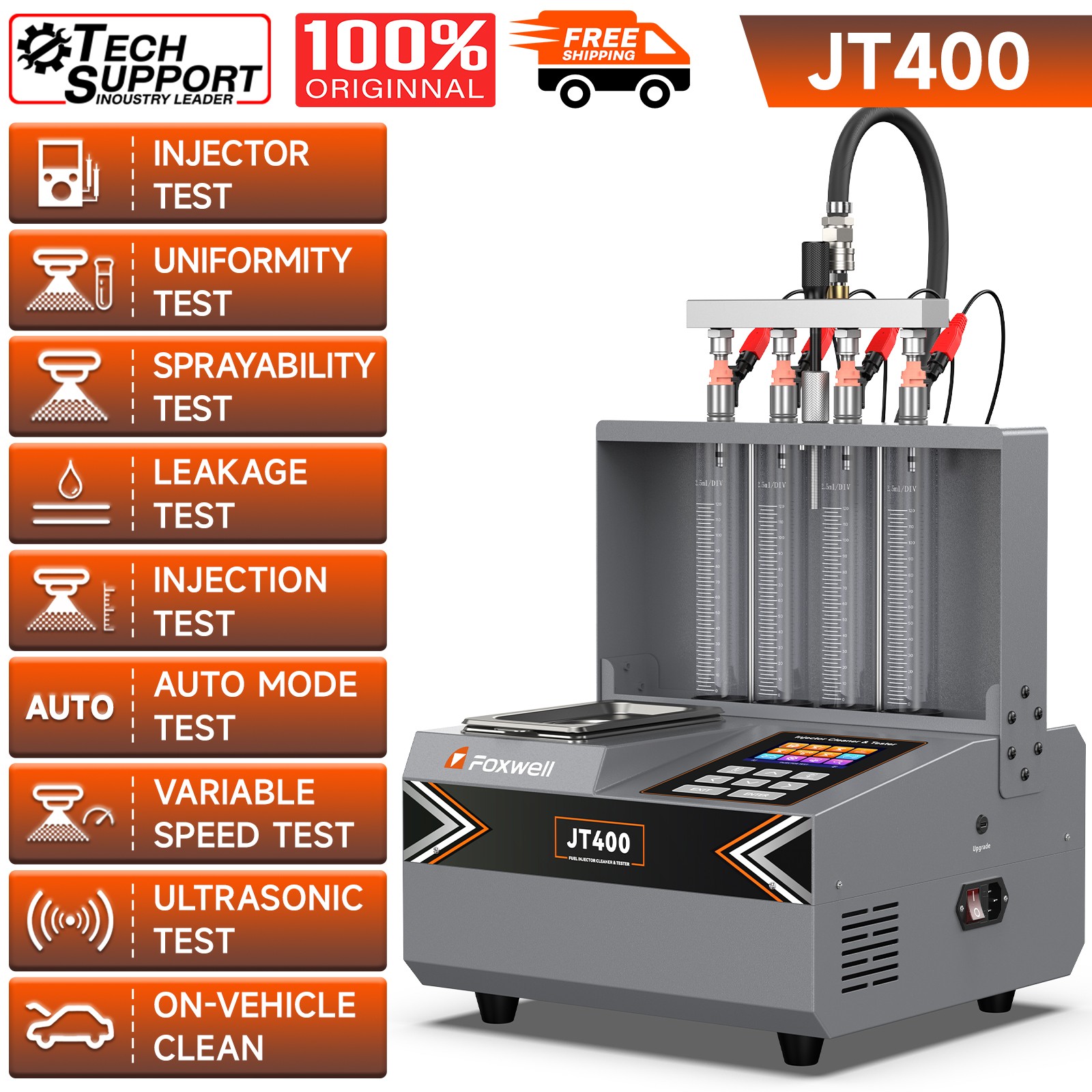 FOXWELL JT400 GDI Fuel Injector Cleaner Tester Ultrasonic Cleaning Machine Tool