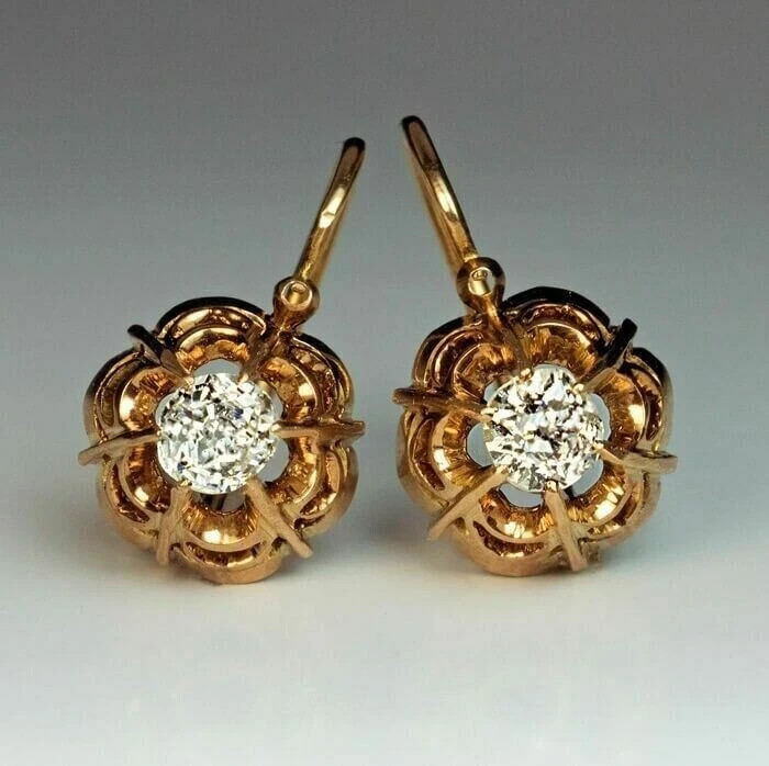 2Ct Round Cut Lab Created Diamond Women's Drop Earrings 14K Yellow Gold Plated