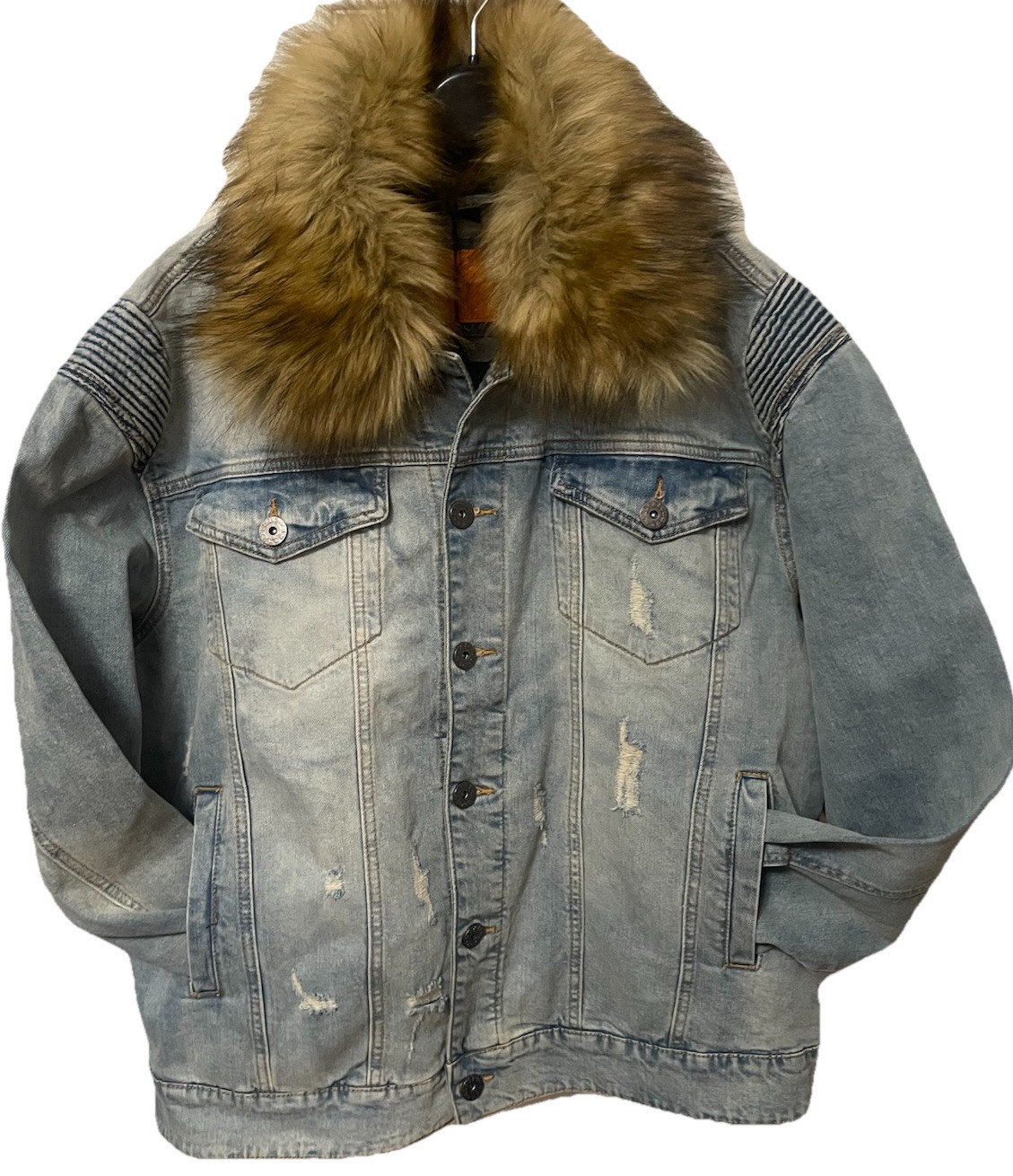 Men's Kloud9 Jean Jacket with Detachable Fur Collar - Indigo Blue