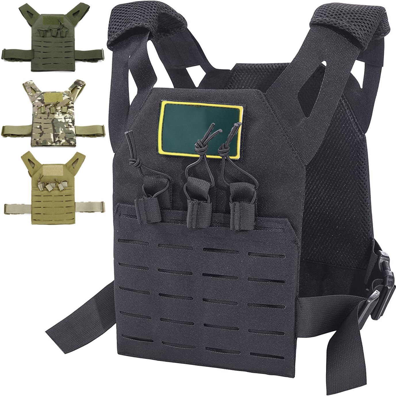Childrens Tactical Airsoft Paintball Vest Laser Cut Molle Modular W/Mag Pouches