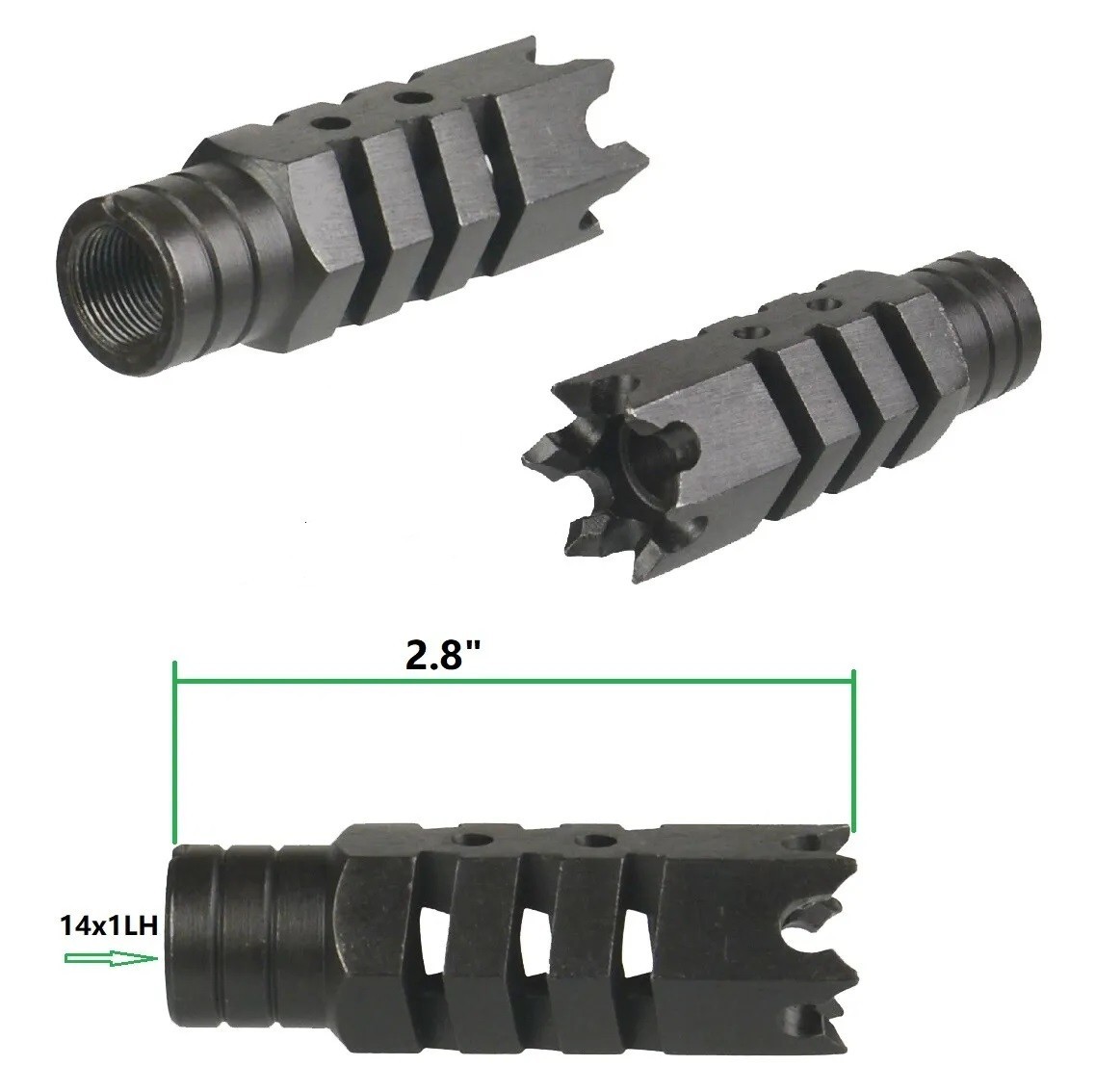 Steel Shark Muzzle Brake Compensator 14X1 LH TPI For .308 7.62