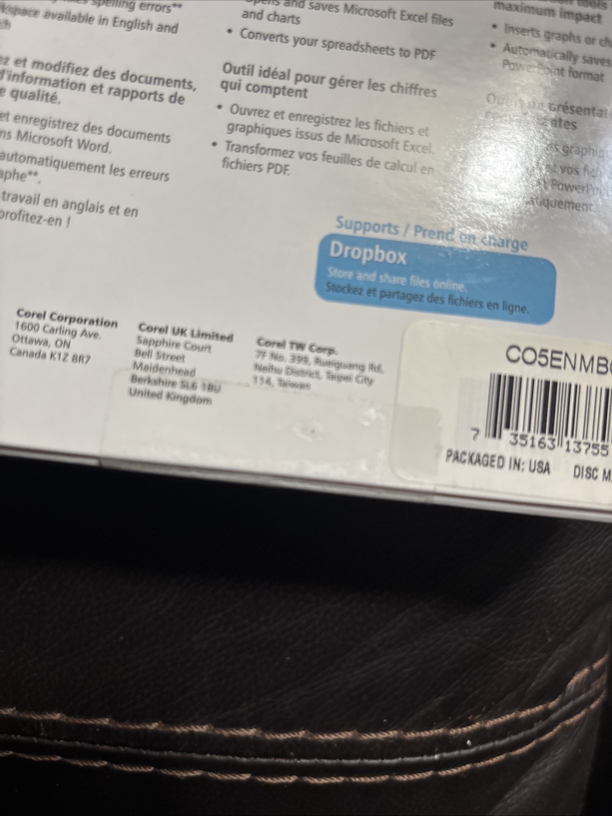 Corel Office CO5ENMBC Write Calculate Show WinZip 3 PCs Windows