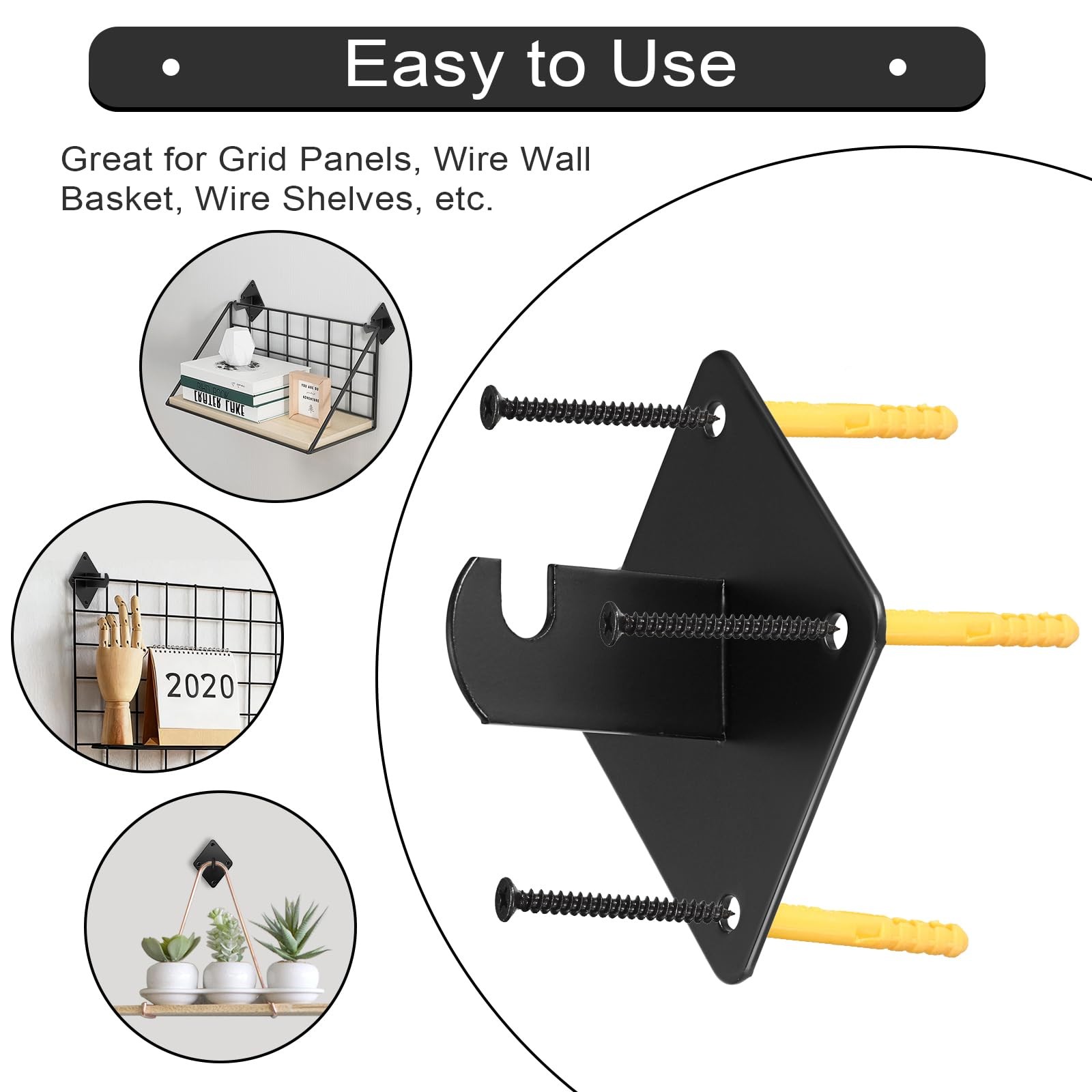 32 PCS Gridwall Mount Brackets Metal Grid Panel Accessories Wall Hooks Black