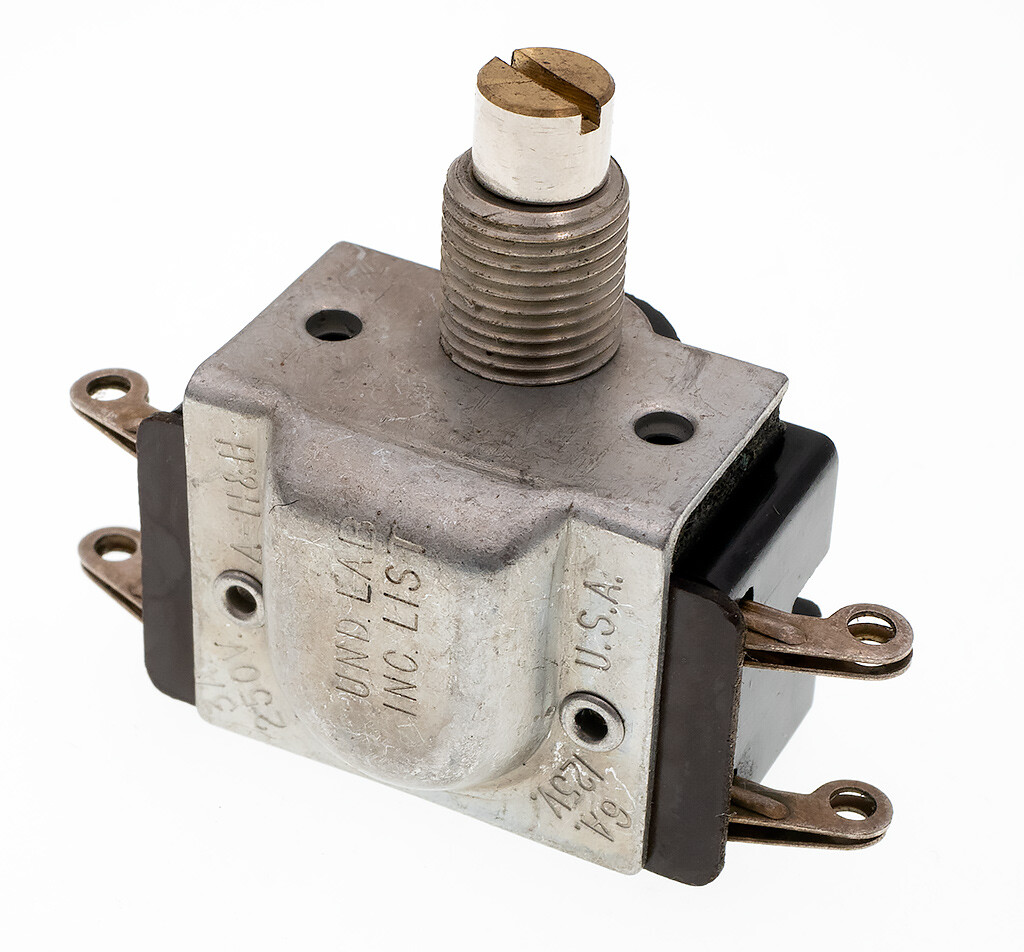 Arrow Hart 81727 Rotary DPDT Switch 1/4" Shaft, 6A/125V 3A/250V, NOS Vintage