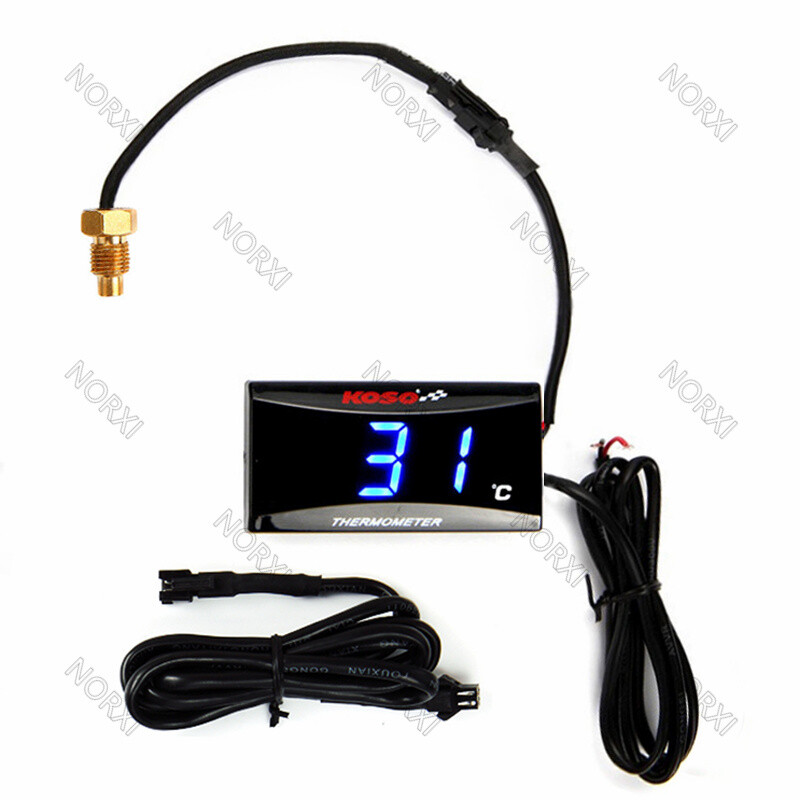 For KOSO Motorcycle Thermometer Meter Temp Temperature Digital Display Blue