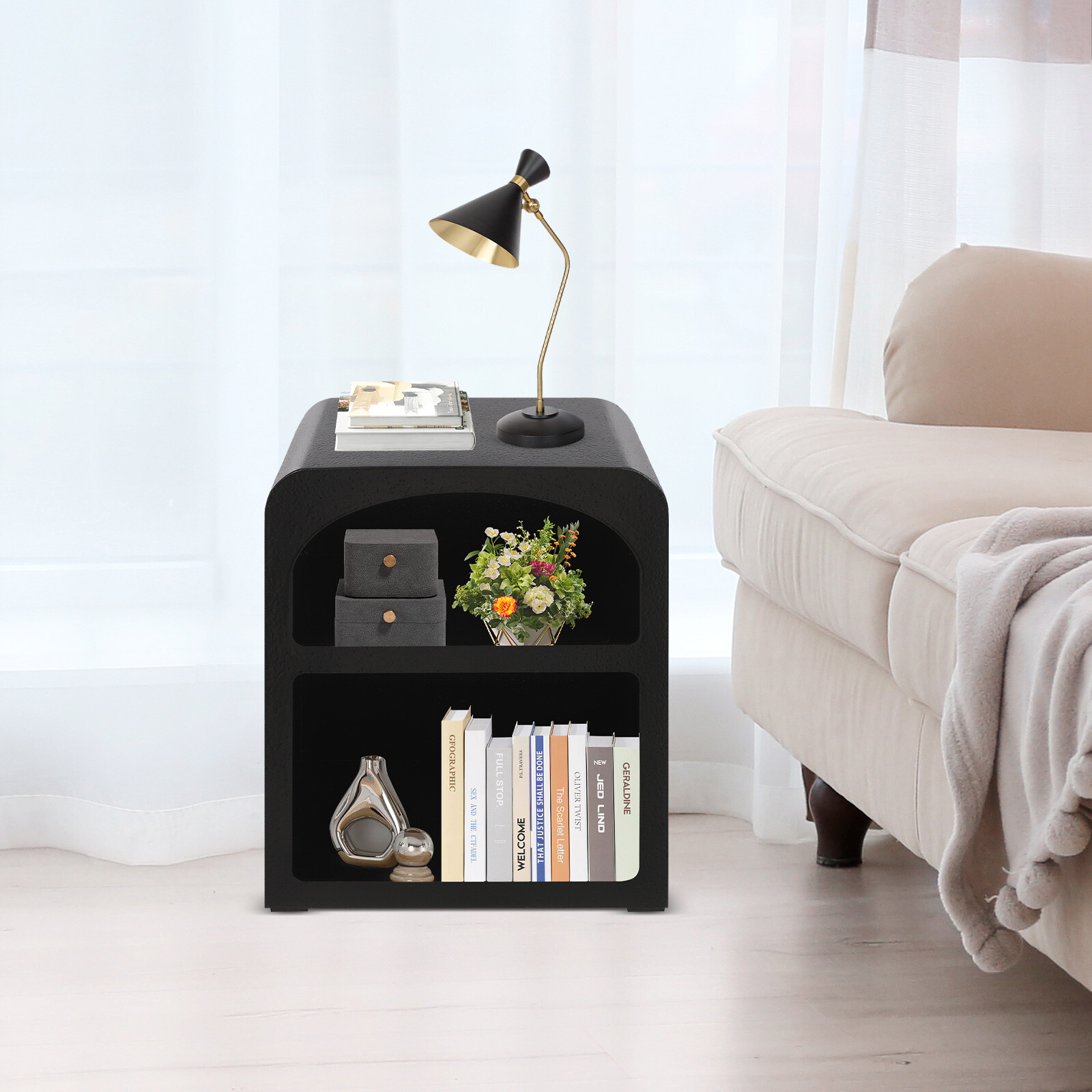 Bedside Table, Storage Cabinet for the Bedroom, Side Table with 2-tiers