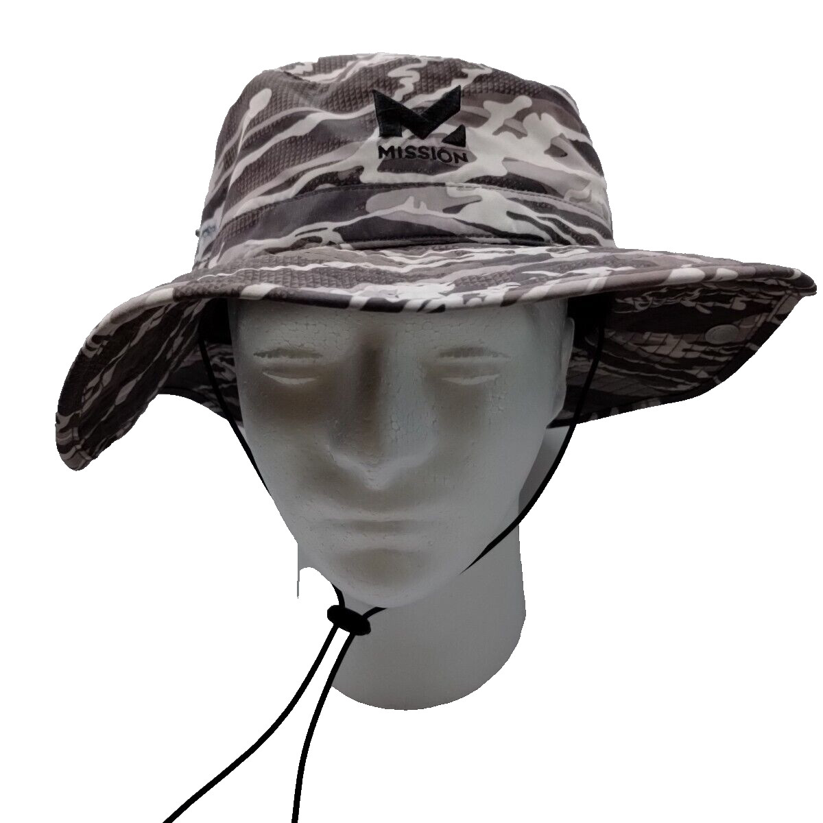 Mission Cooling Engine 3" Brim Bucket Hat, Sun Protection, Fishing Camo Snap