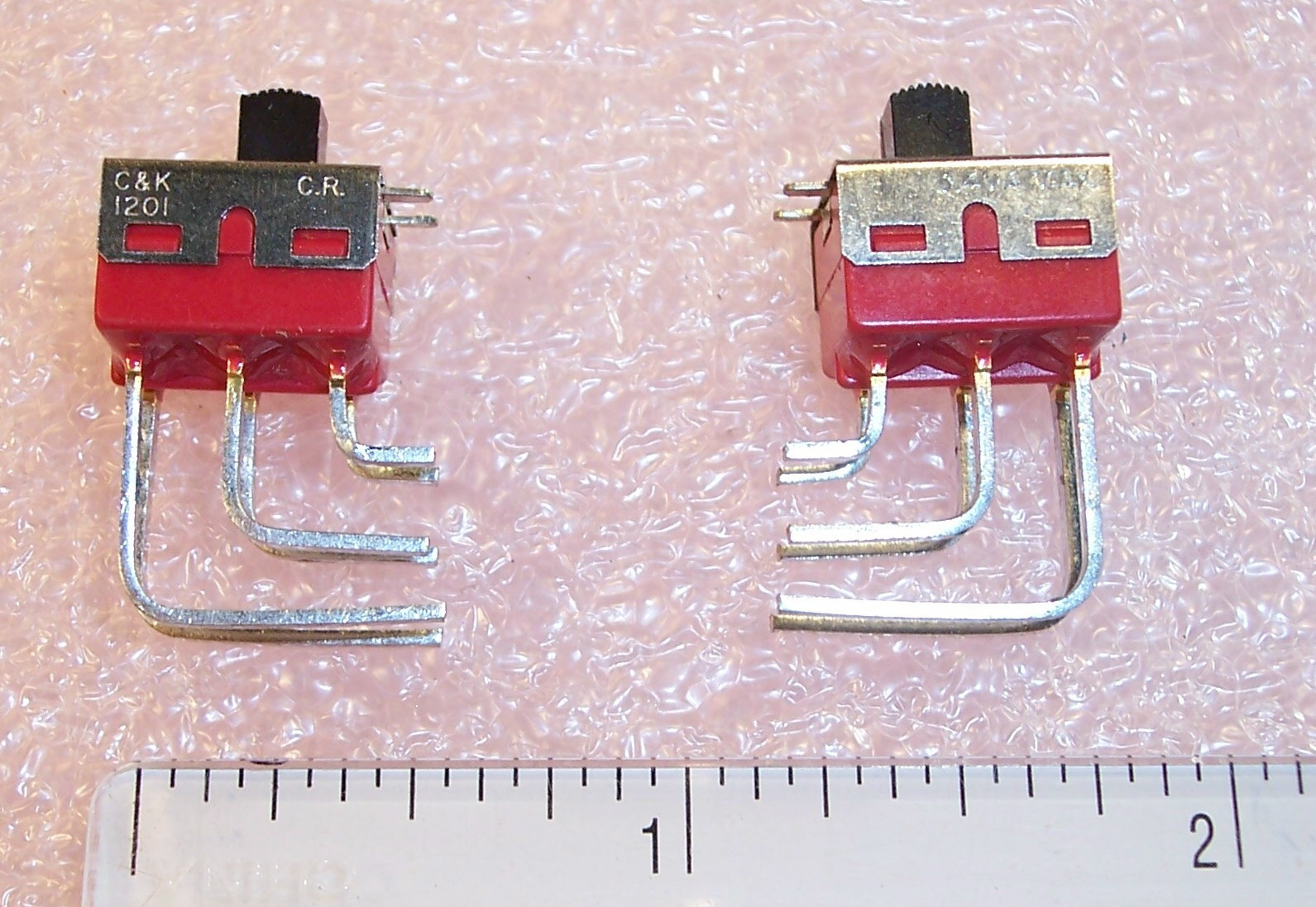 QTY (10) 1201M2S3AV2KE2 C&K MINIATURE R/A SLIDE SWITCH DPDT ON-NONE-ON