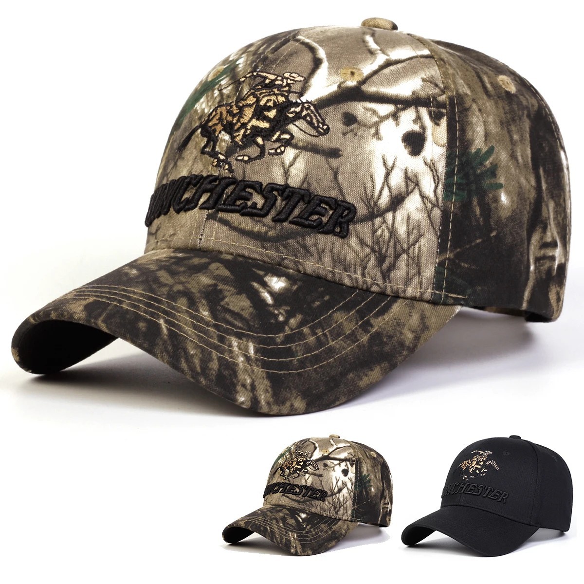 Outdoor Embroidered Baseball Cap – Camo & Black Adjustable Hunting Fishing  Hat