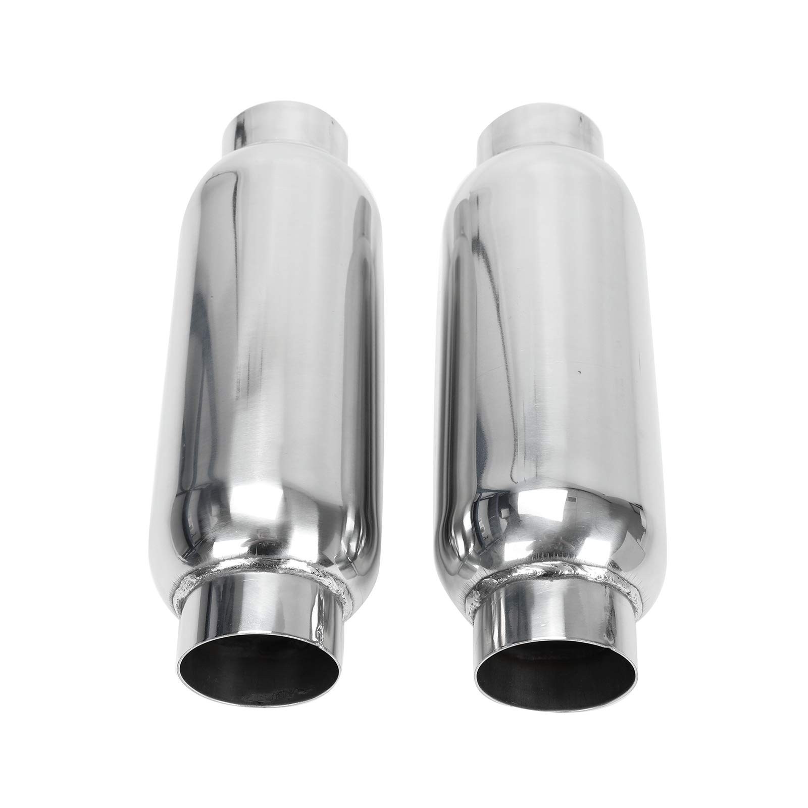 2.5 Inch Inlet 2.5 Inch Outlet Muffler, Pair of Universal Stainless Steel Wel...