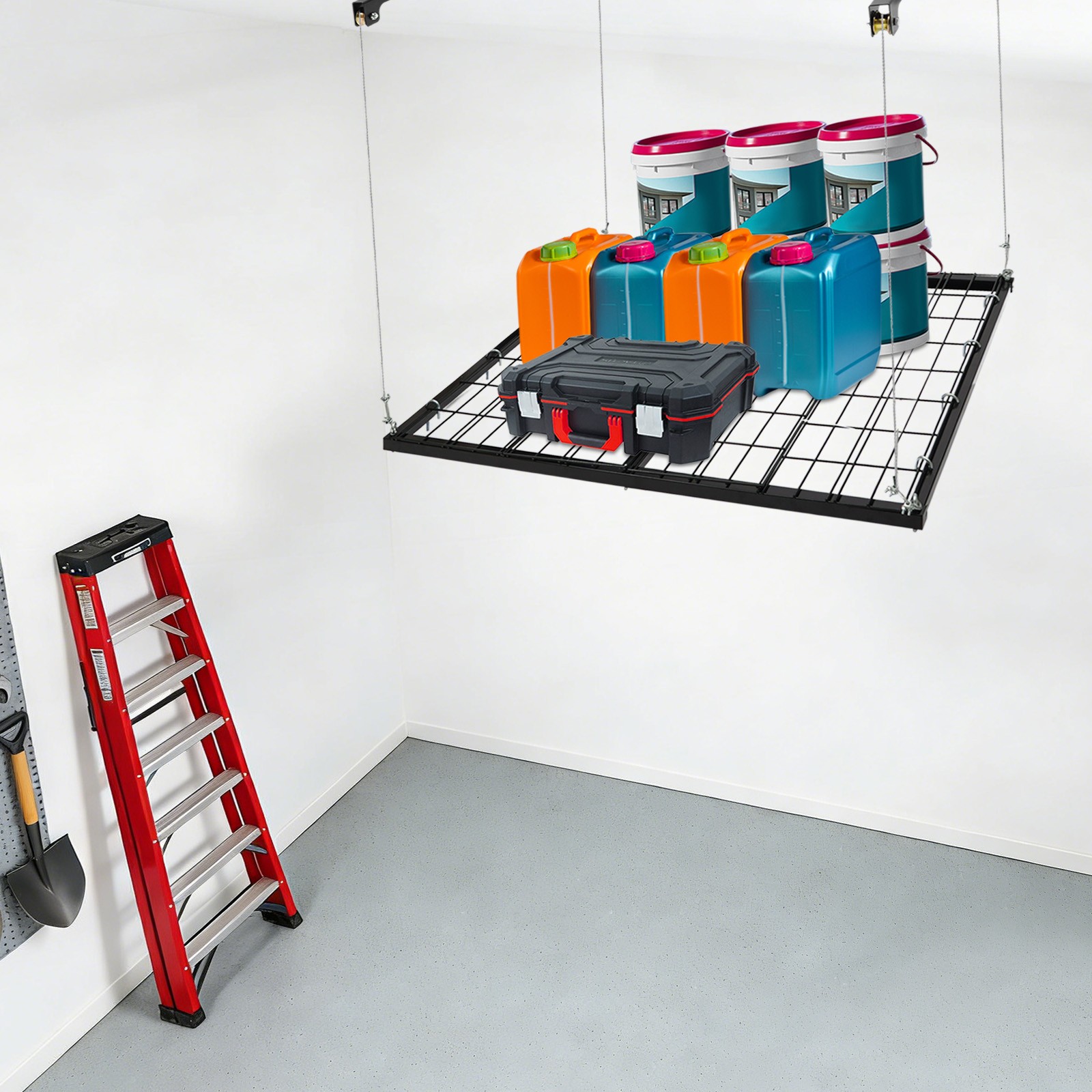Overhead Garage Lifting Storage Rack, Garage Storage Rack, Adjustable Height Gar