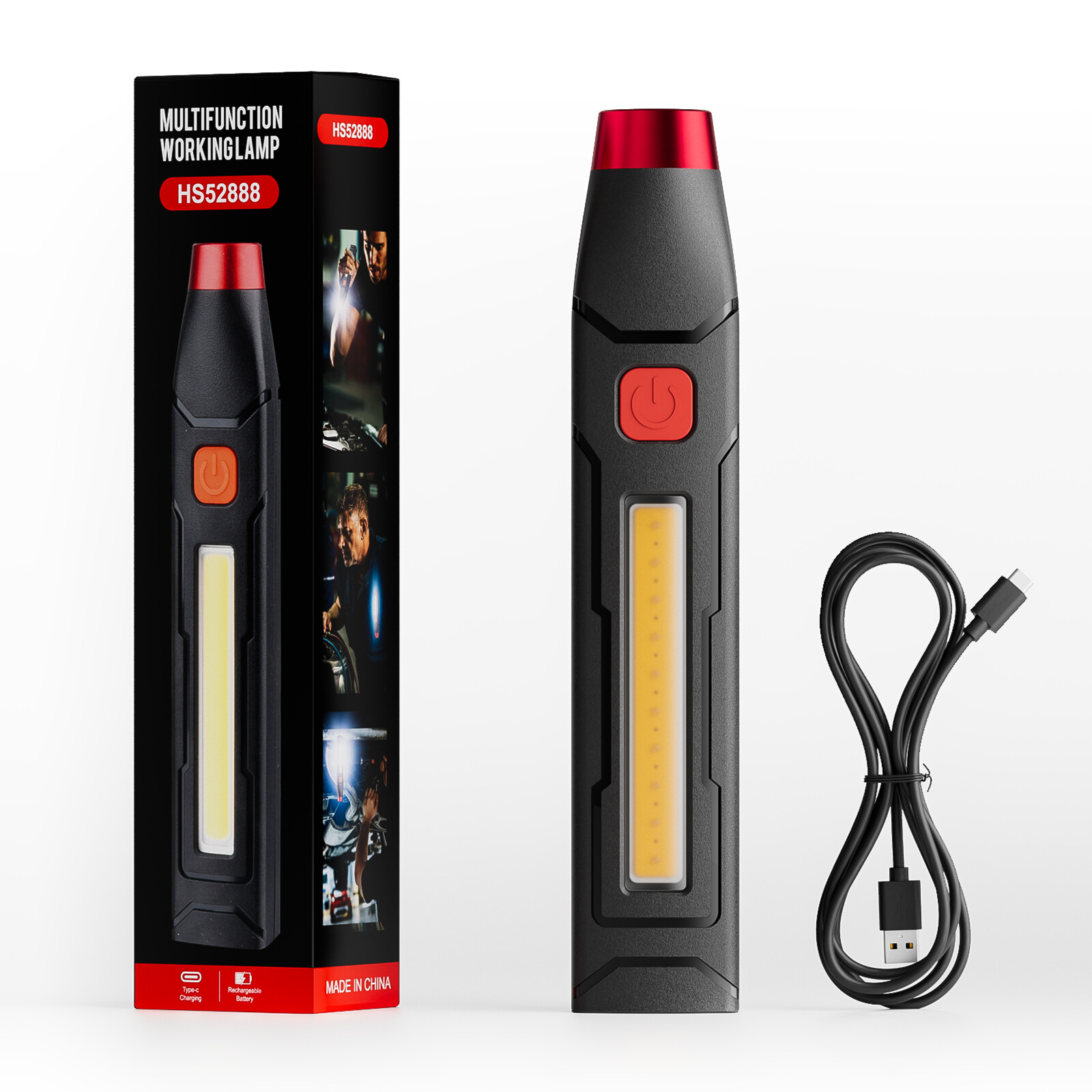 Rechargeable Magnetic LED Flashlight High Lumen Emergency EDC Triple Light Camp