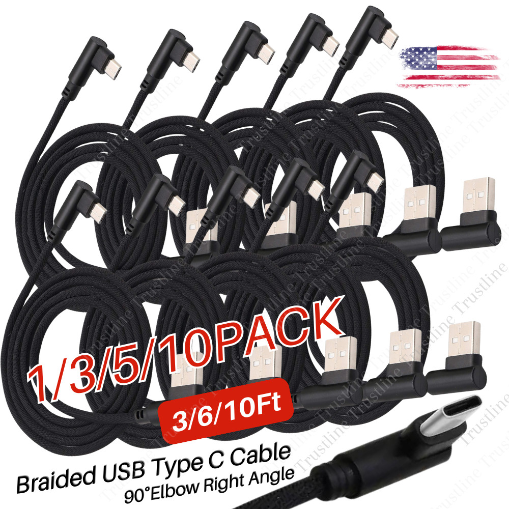 USB-C to A Cable Charger 90 Degree Elbow Type C For iPhone 15 16 Pro Samsung Lot