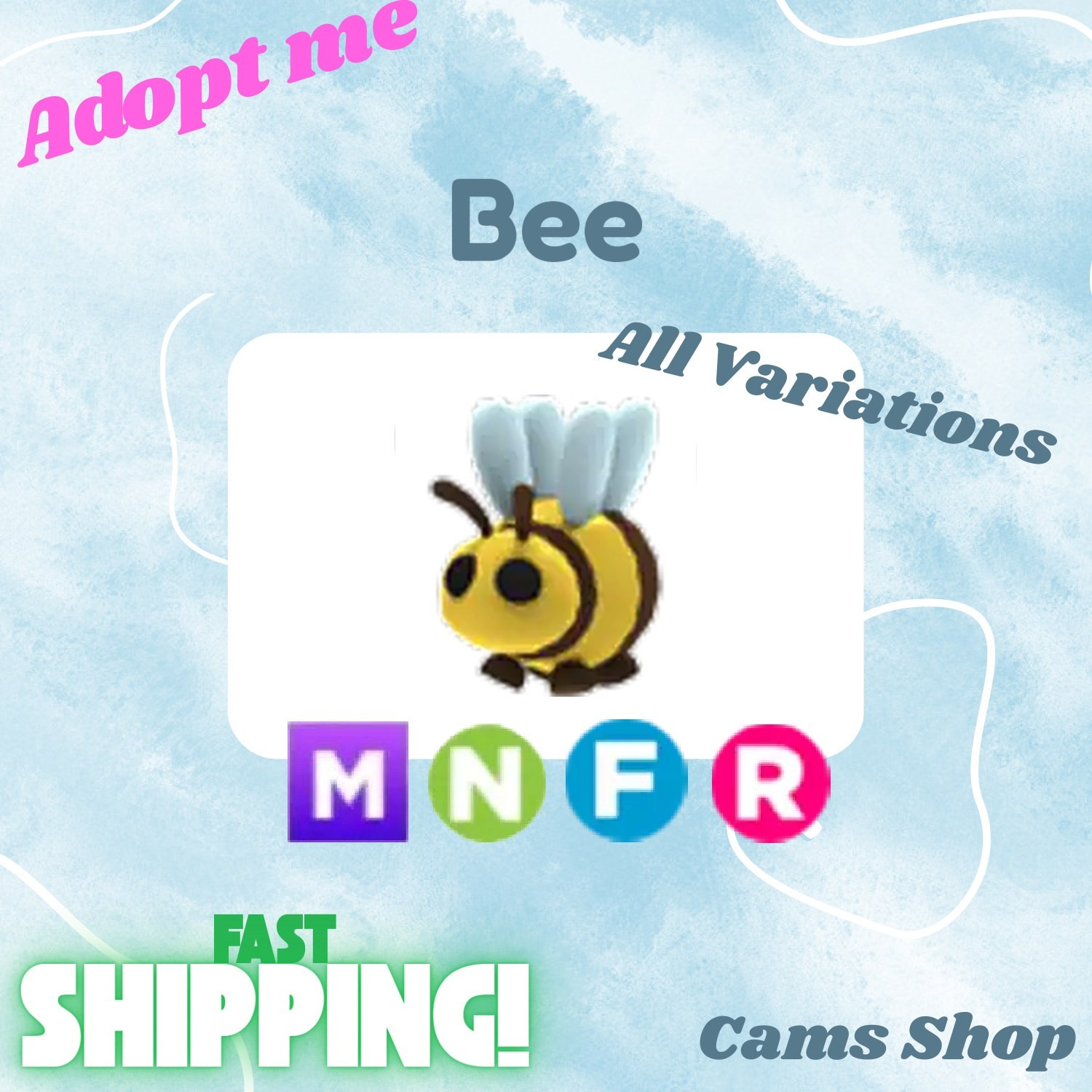 Bee | All Variations No Pot, FR, NFR, Mega, MFR - Adopt From Me Pets