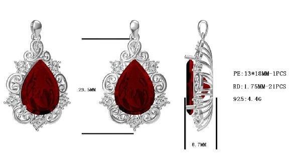 Sterling Silver Semi Mount Pendant Setting Pear PE 18X13mm