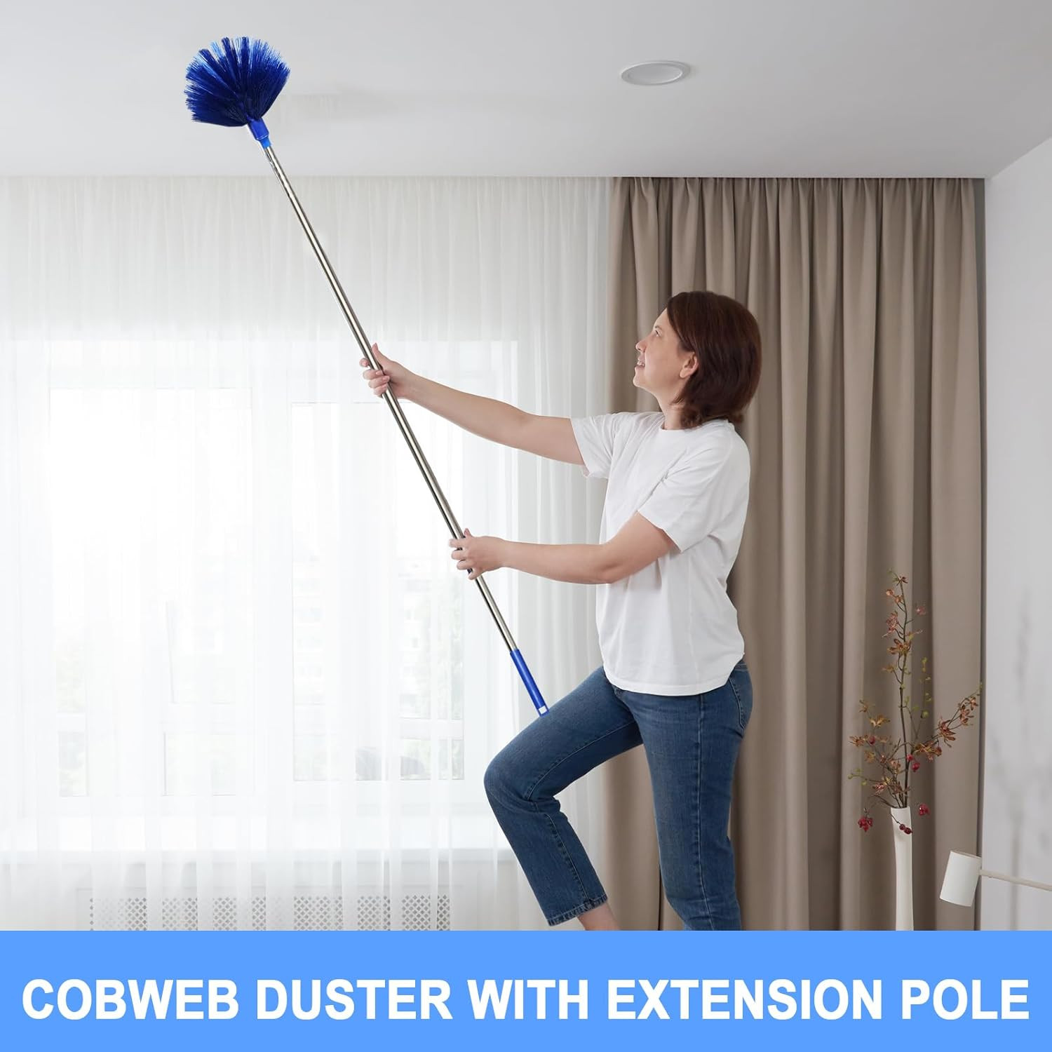 Cobweb Dusters with Extension Pole 100-Inch Spider Web Brush & Ceiling Cleaning