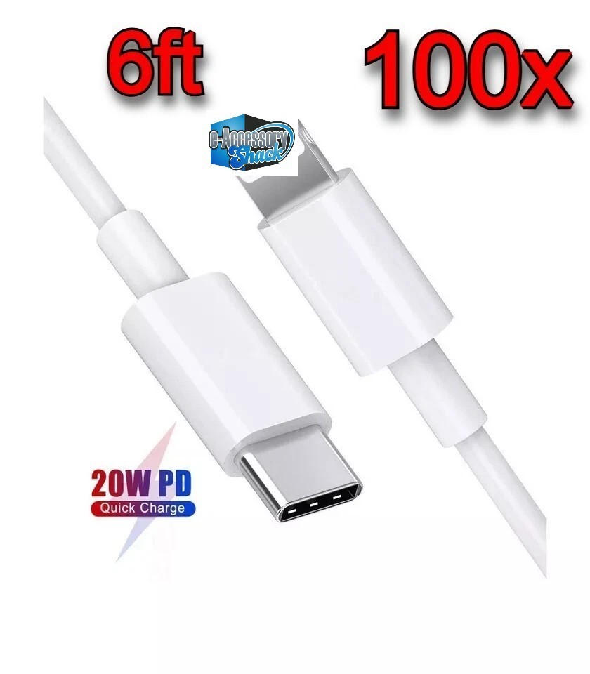 100x PD USB-C 8-Pin Fast Charge Cables Volume B2B Bulk Wholesale Clearance Lot