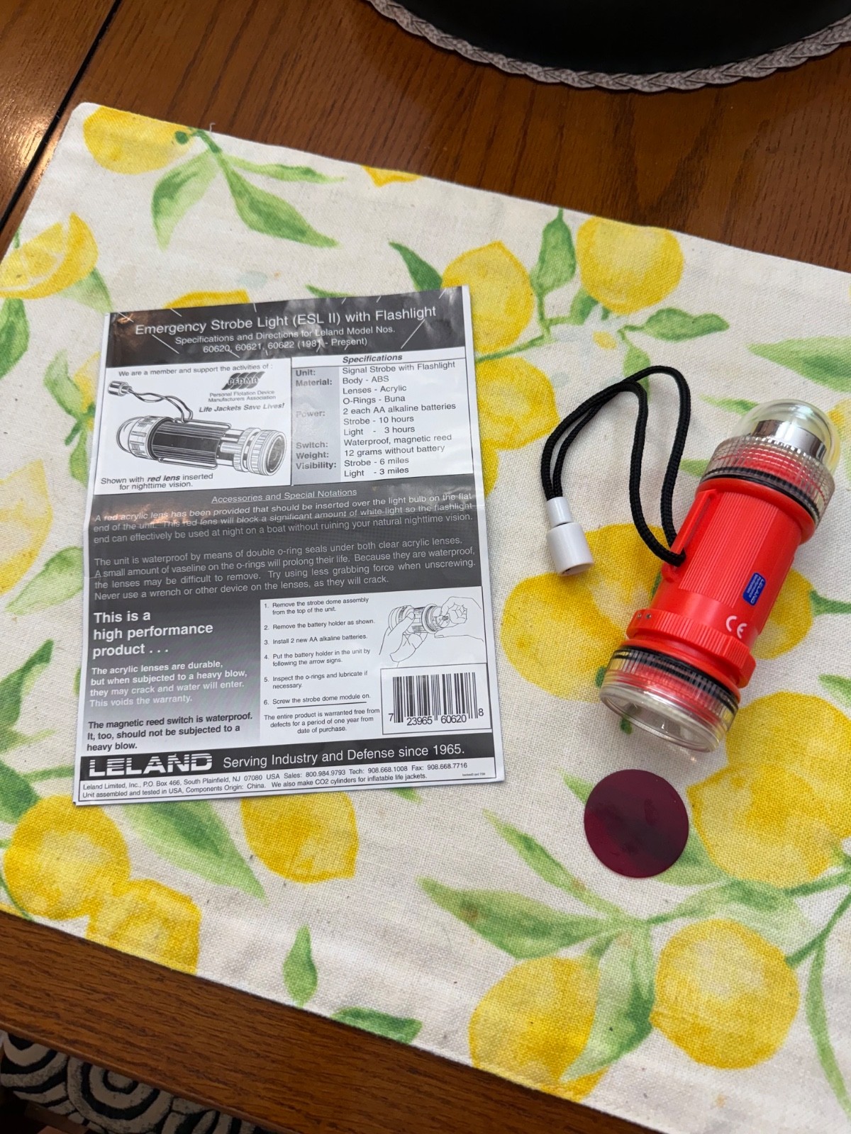 LELAND Emergency Strobe Light (ESL II) & Flashlight Scuba Diving