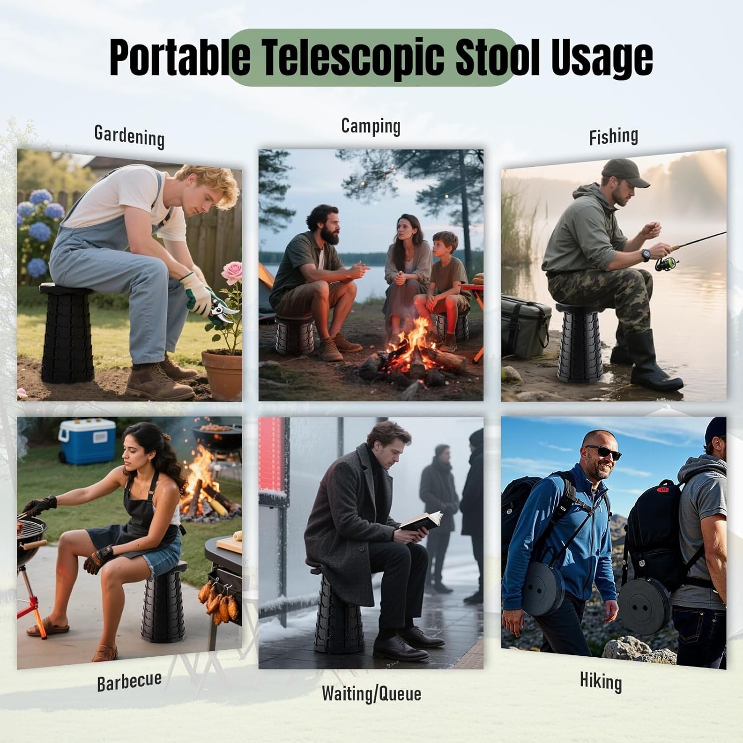 Upgraded Foldable Stool Thickened Portable Collapsible Stool Retractable Stool