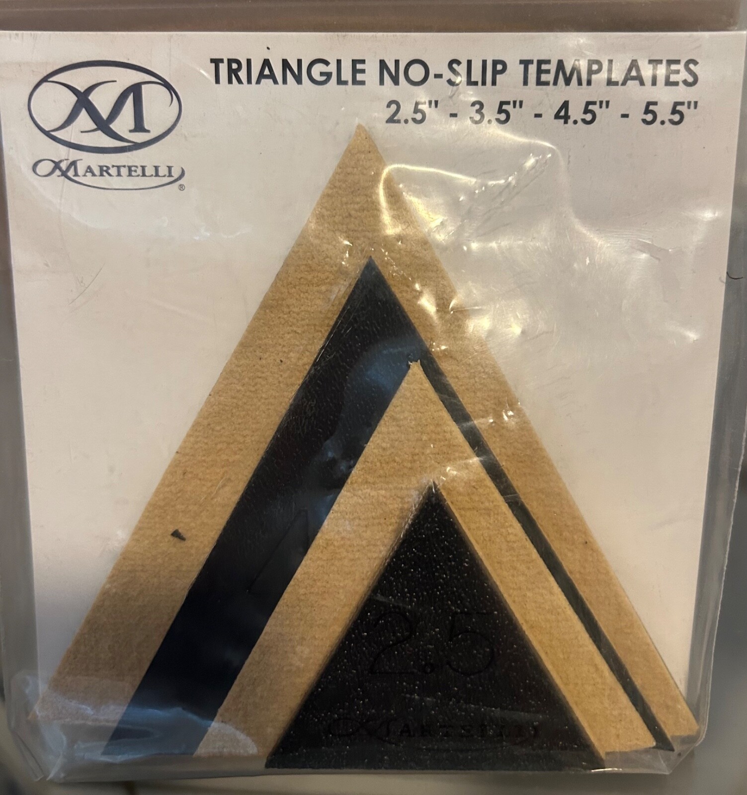 MARTELLI NOTIONS-#TTS-25 NO-SLIP TRIANGLE TEMPLATES  - 2.5" - 5.5"