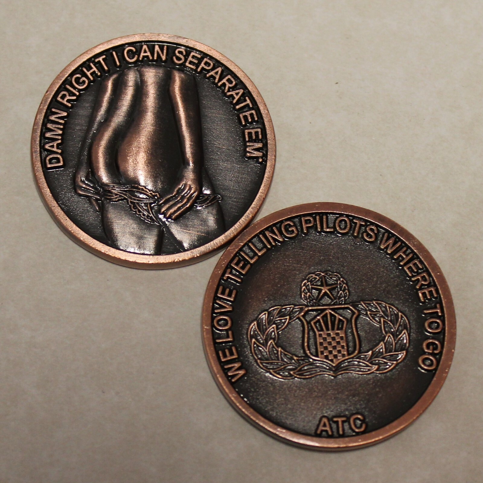 Air Traffic Control ATC D@MN RIGHT I CAN SEPARATE EM' Air Force Challenge Coin C