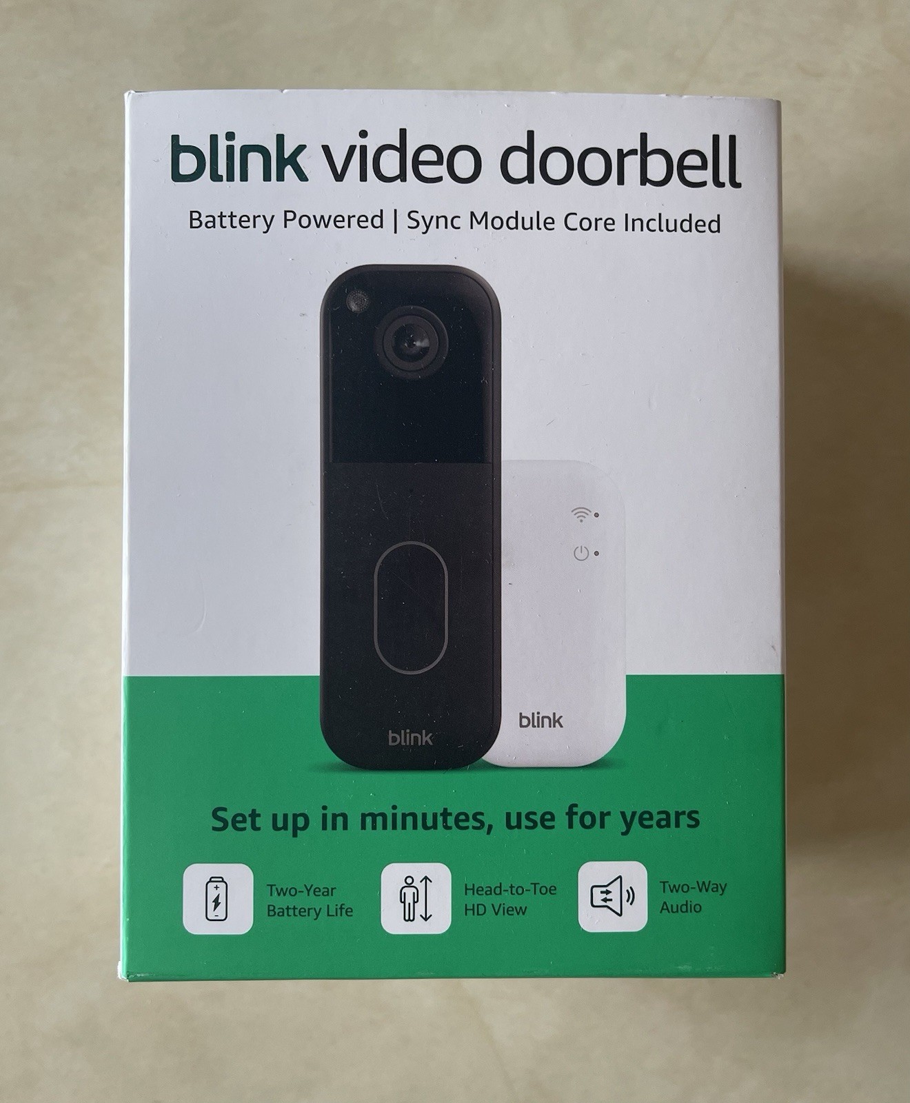Blink Video Doorbell Battery 2nd Generation w/Sync Module Black - New