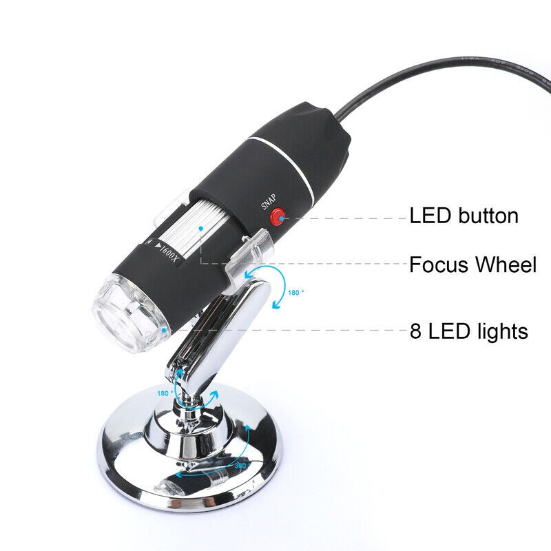 1600x Zoom 8 LED HD USB Microscope Digital Magnifier Endoscope Video Camera US