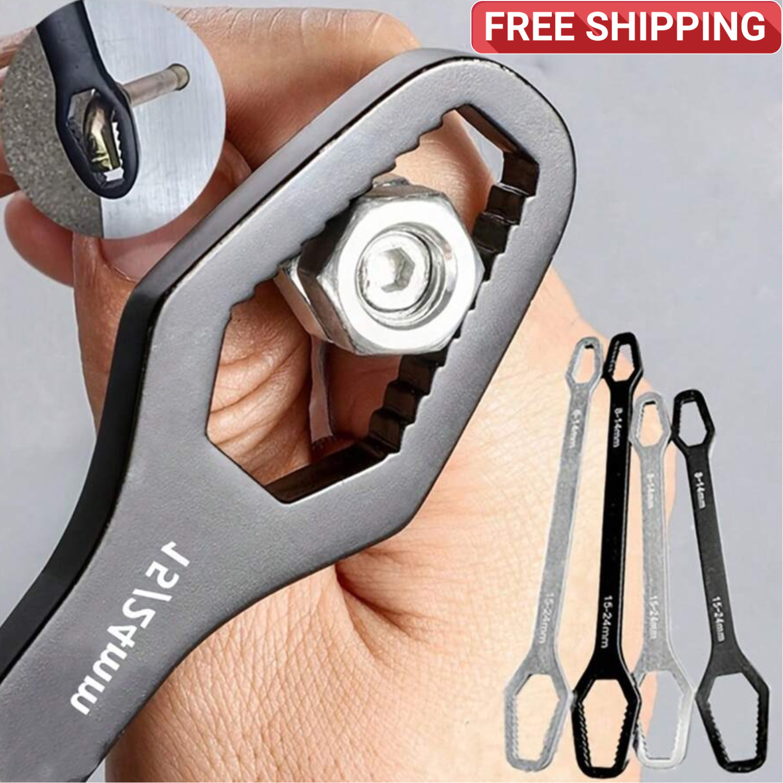 Wrench Self-Adjusting Two-Head Wrench With Adjustable Jaw 8-24mm Portable Tools