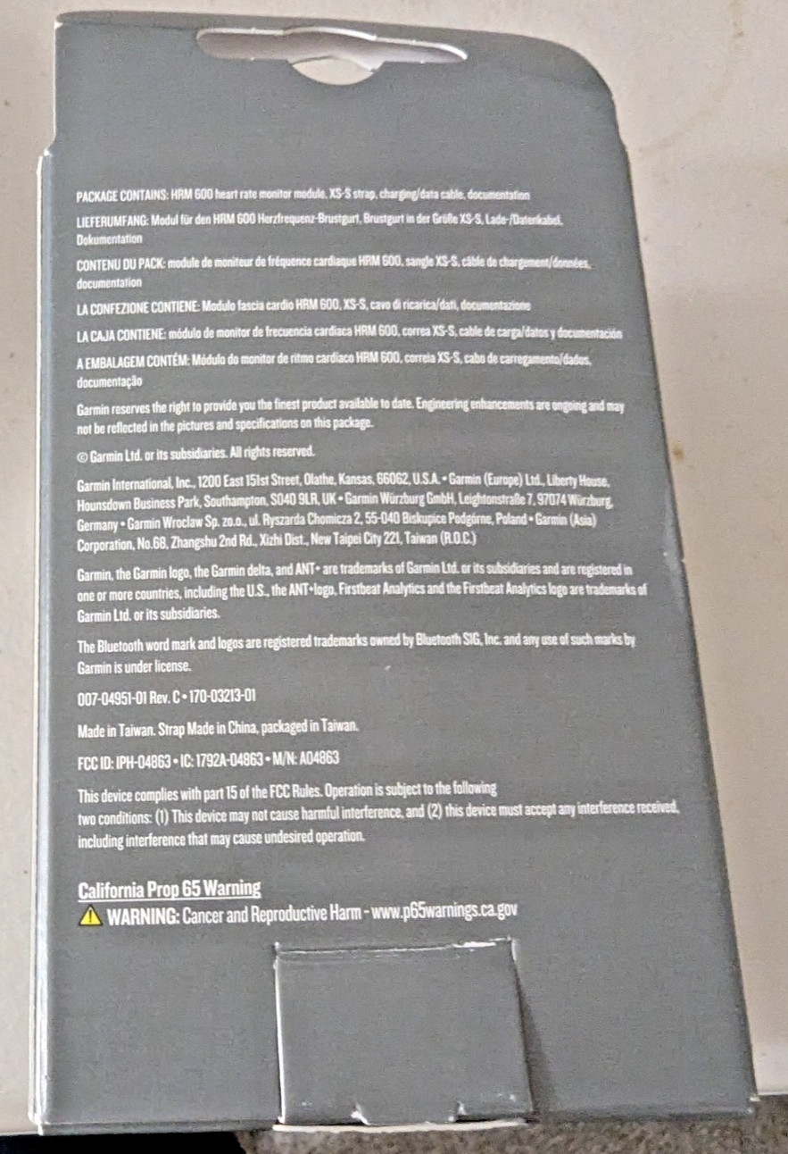 Garmin HRM 600 Heart Rate Monitor - XS-S