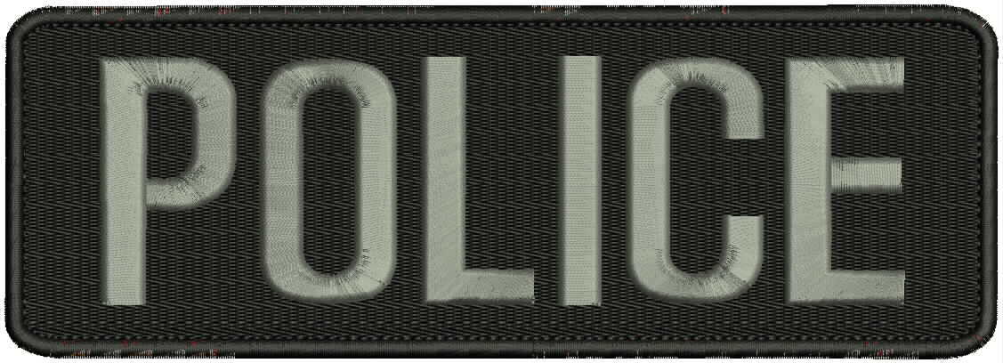 POLICE embroidery patches 3X8 hook on back dark gray letters