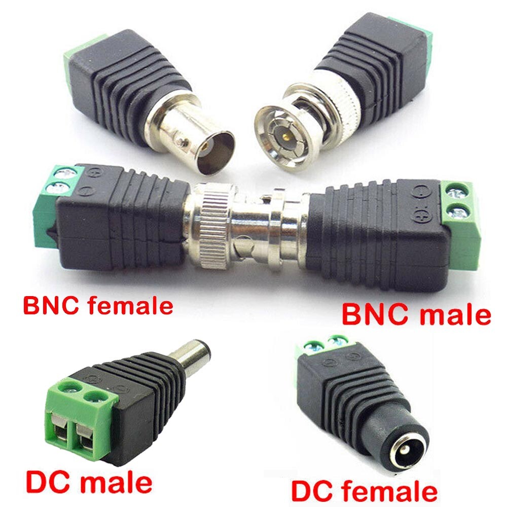 5/10X BNC DC Connector Male female Adapter for Camera CCTV TV Video Balun Cable