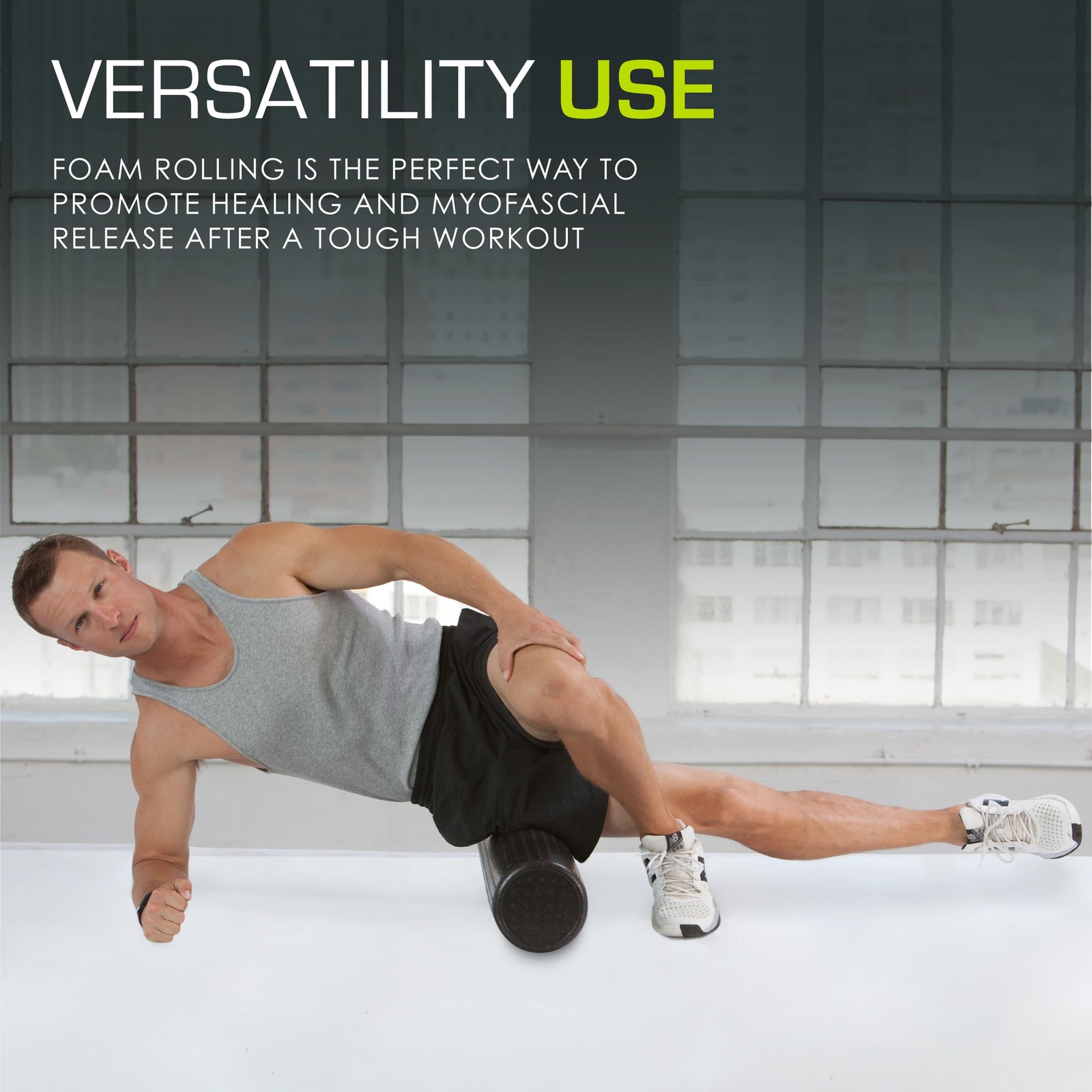 ProsourceFit High Density Foam Rollers 12 - inches long, 12"H x 6"D, Black