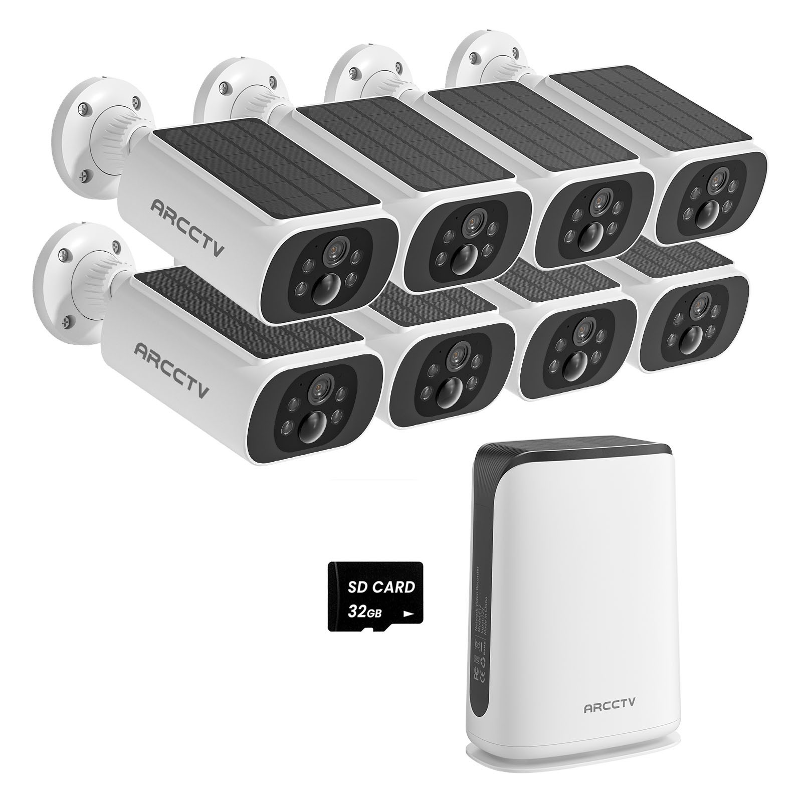 4MP Solar Security Camera System Wireless Outdoor 10CH NVR Motion Detection IP65