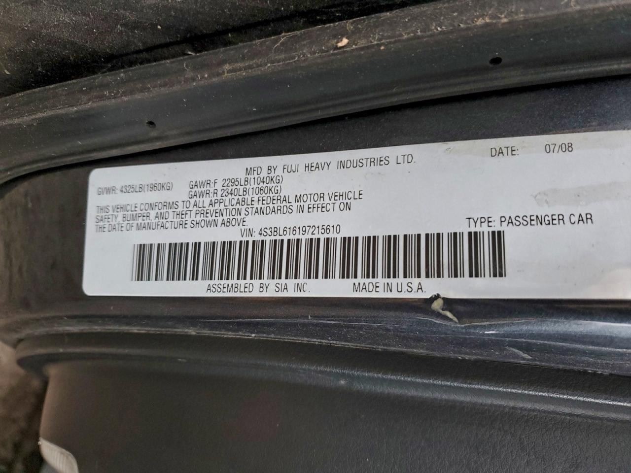 LEGACY 2009 Transmission Shift OEM
