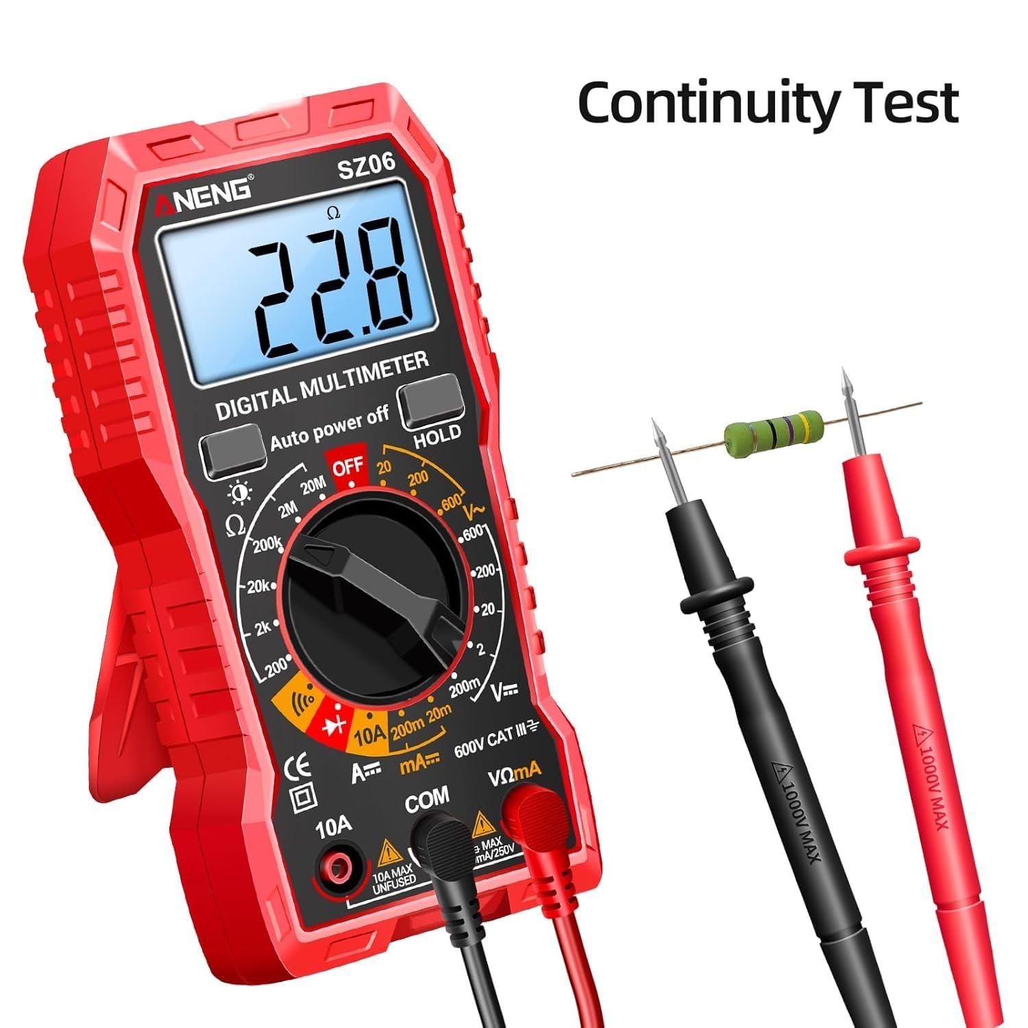 Digital Multimeter Meter Amp Ohm Voltmeter Automotive Battery Test DC AC Current