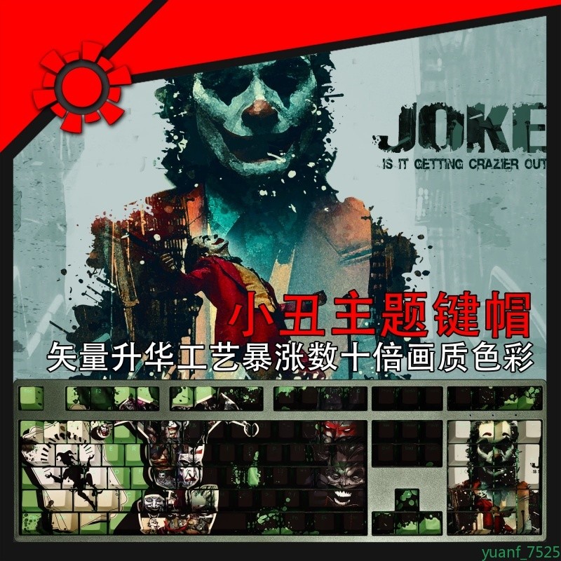 Joker Clown Prince Of Crime PBT Dye-Sub Backlit Keycaps Batman DC Supervillain