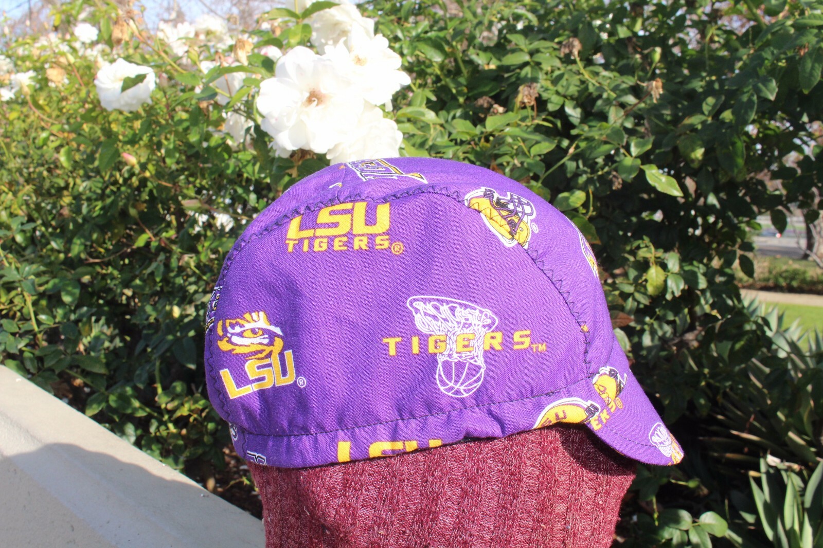 CYCLING CAP LOUISIANA STATE UNIVERSITY PURPLE 100% HANDMADE IN USA  SIZE L M S